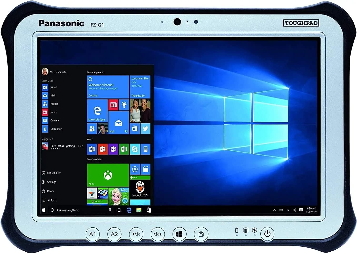 Panasonic TougHPad G1, FZ-G1 MK3, Core i5-5300U @2.30GHz, 10.1-inch WUXGA Multi Touch + Digitizer, 8GB, 256GB SSD, WiFi, Bluetooth, 4G LTE, Dual Pass, 2 Cameras, Windows 10 Pro (Renewed)