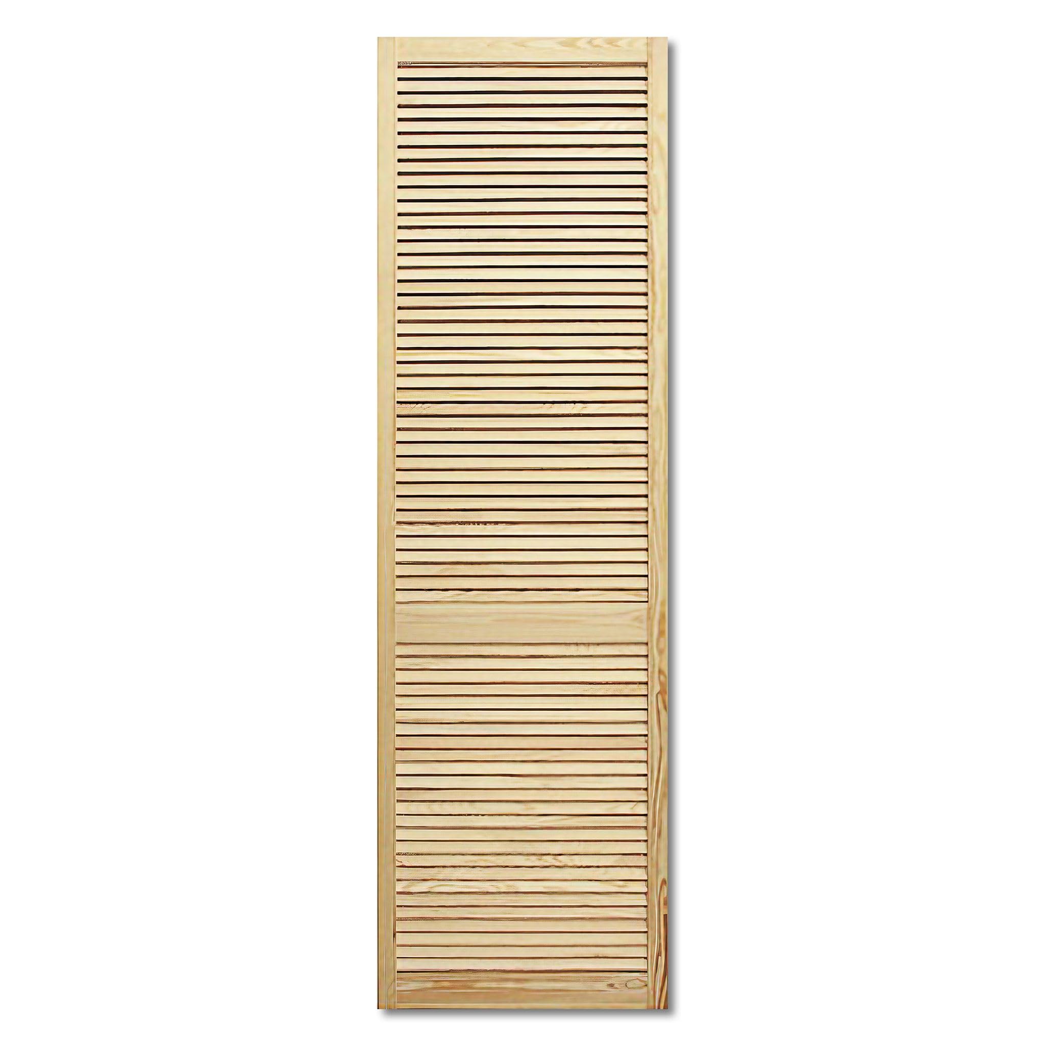 Wooden Louvered Door - Front Cabinet Door - Natural Clear or White - Pine Wood - Cupboard Wardrobe Slatted Doors -D.I.Y (Natural, 1700x394mm)