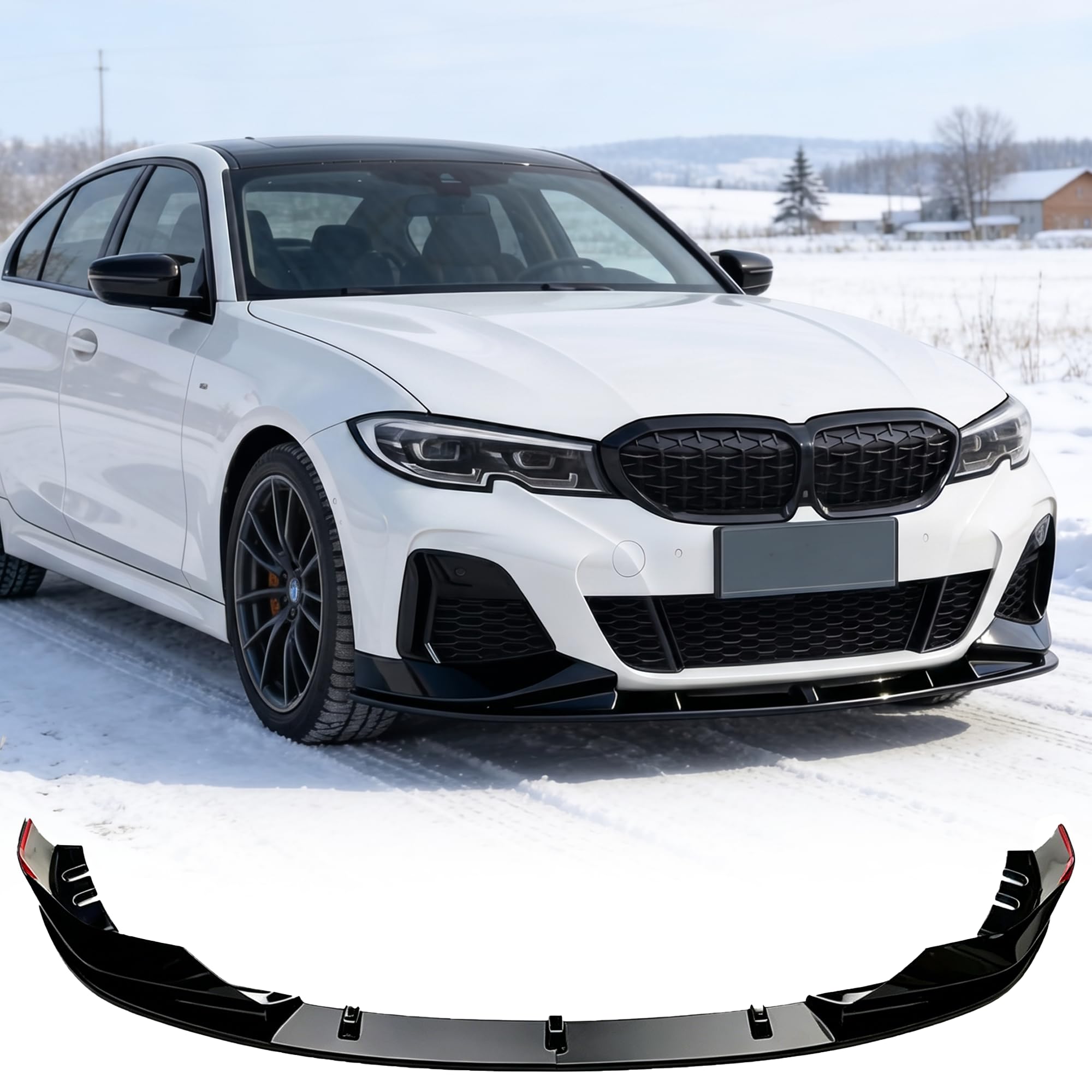 MUTUSAISI Séparateur Lèvre Avant pour BMW Série 3 G20 G21 (Modèles de M Sport) 2019-2022 318d/ 320d/ 330i/ 330d/ M340,Voiture becquets Pare-Chocs Corps pelles Garde Spoiler Accessoires(Noir Brillant)