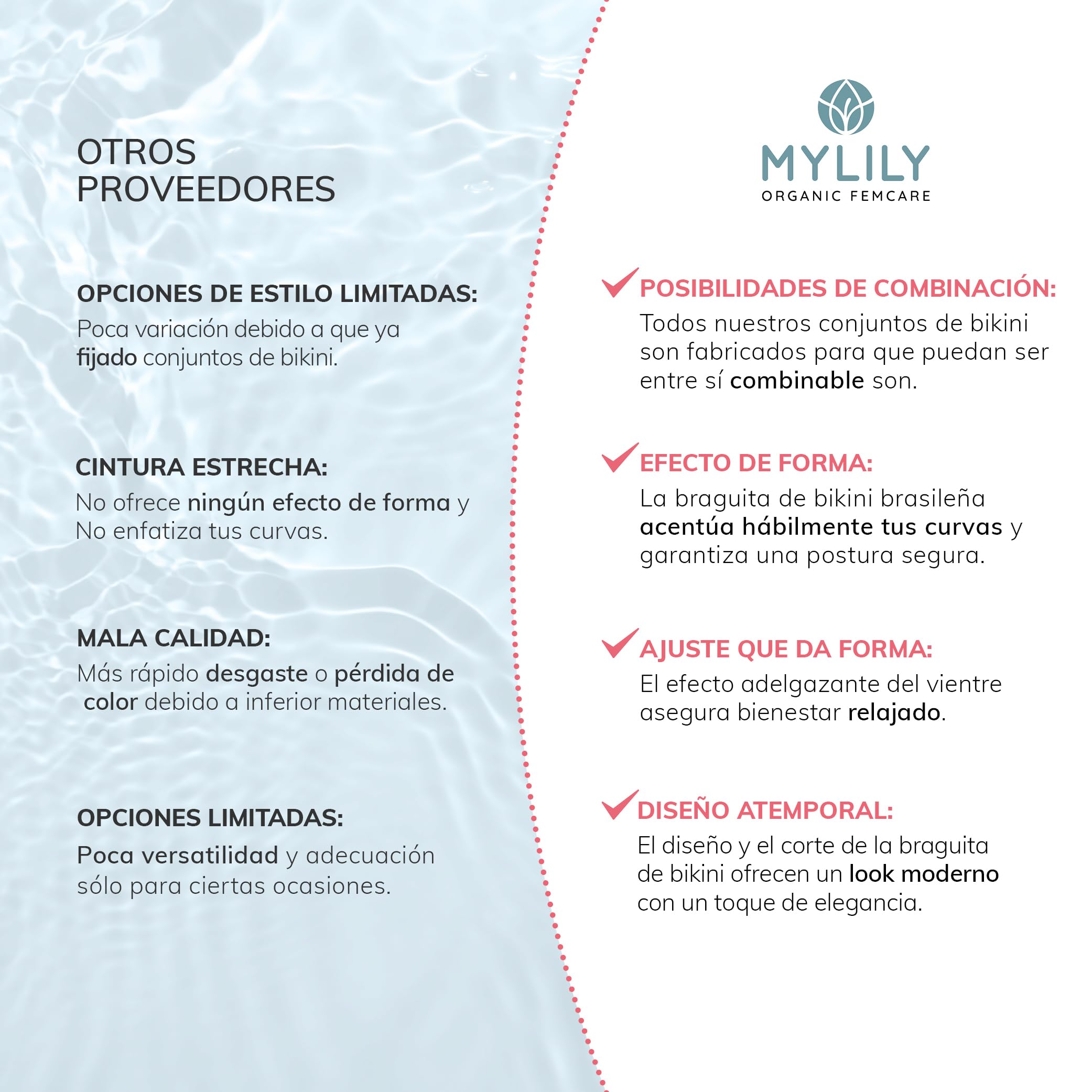 MYLILY Bikini Brasileño Mujer | Pernera Alta & Estilo Bikini Brasileño Moda Mujer & Corte Brasileño | Piscina, Playa & Vacaciones | Oeko-Tex, Extra Suave, Premium
