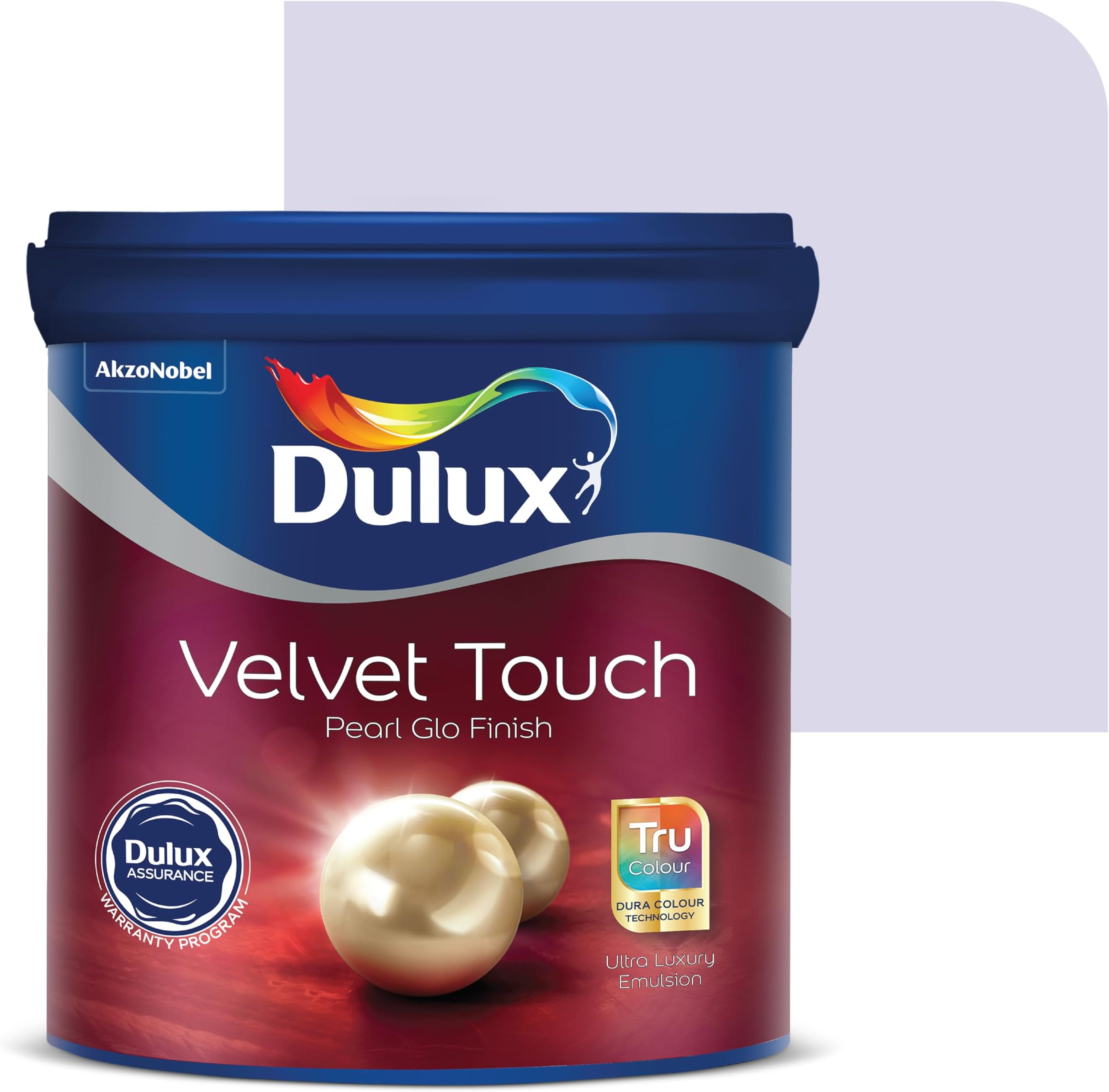 Dulux Velvet Touch Pearl GLO Interior Emulsion Paint (10L, Point d'Esprit) – Luxurious soft-sheen wall paint, highly durable, washable, rich, intense colors, with 6-year warranty