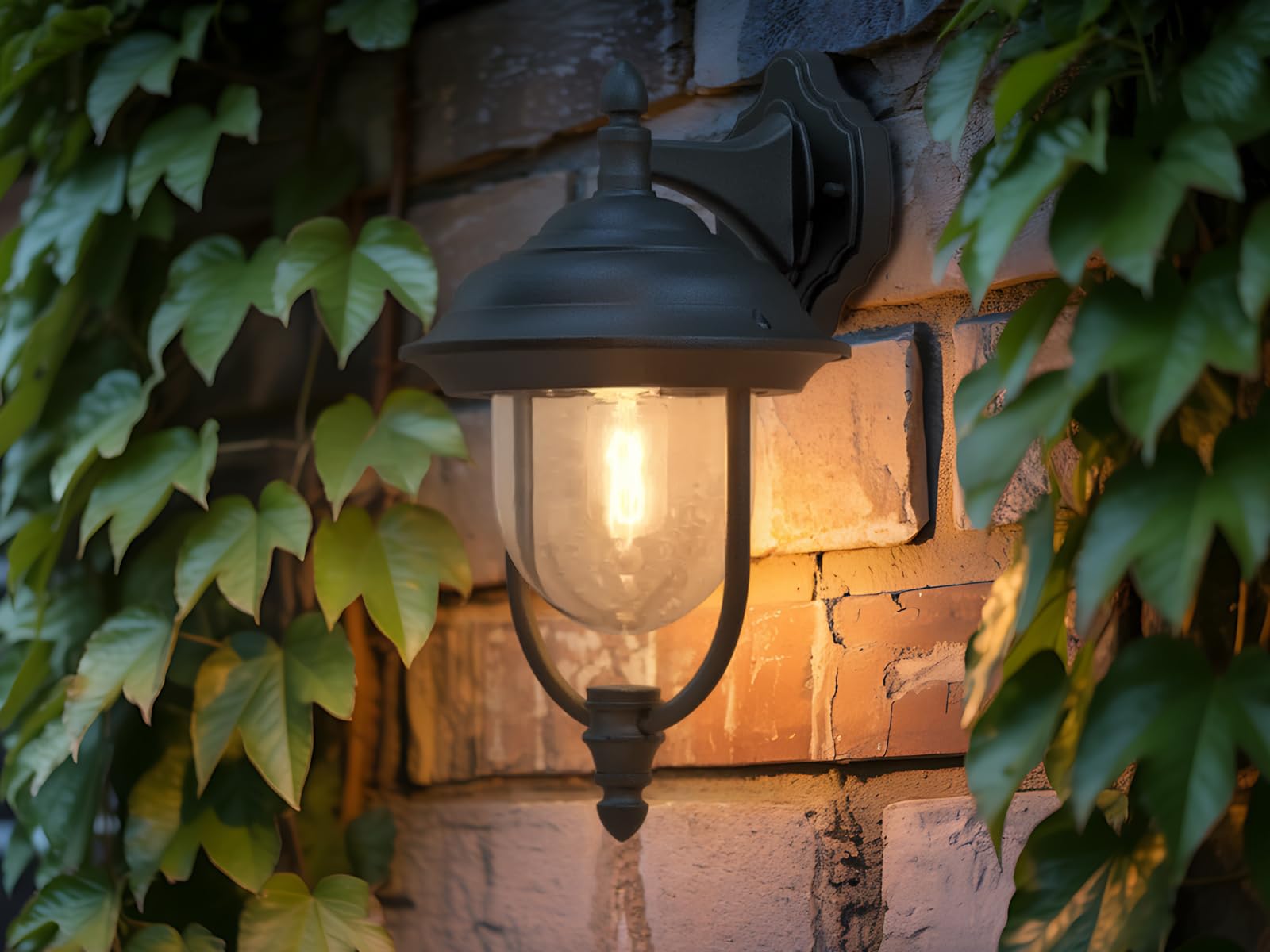 LED Außenwandlaterne hängend im Landhausstil, Höhe 46cm, Schwarz