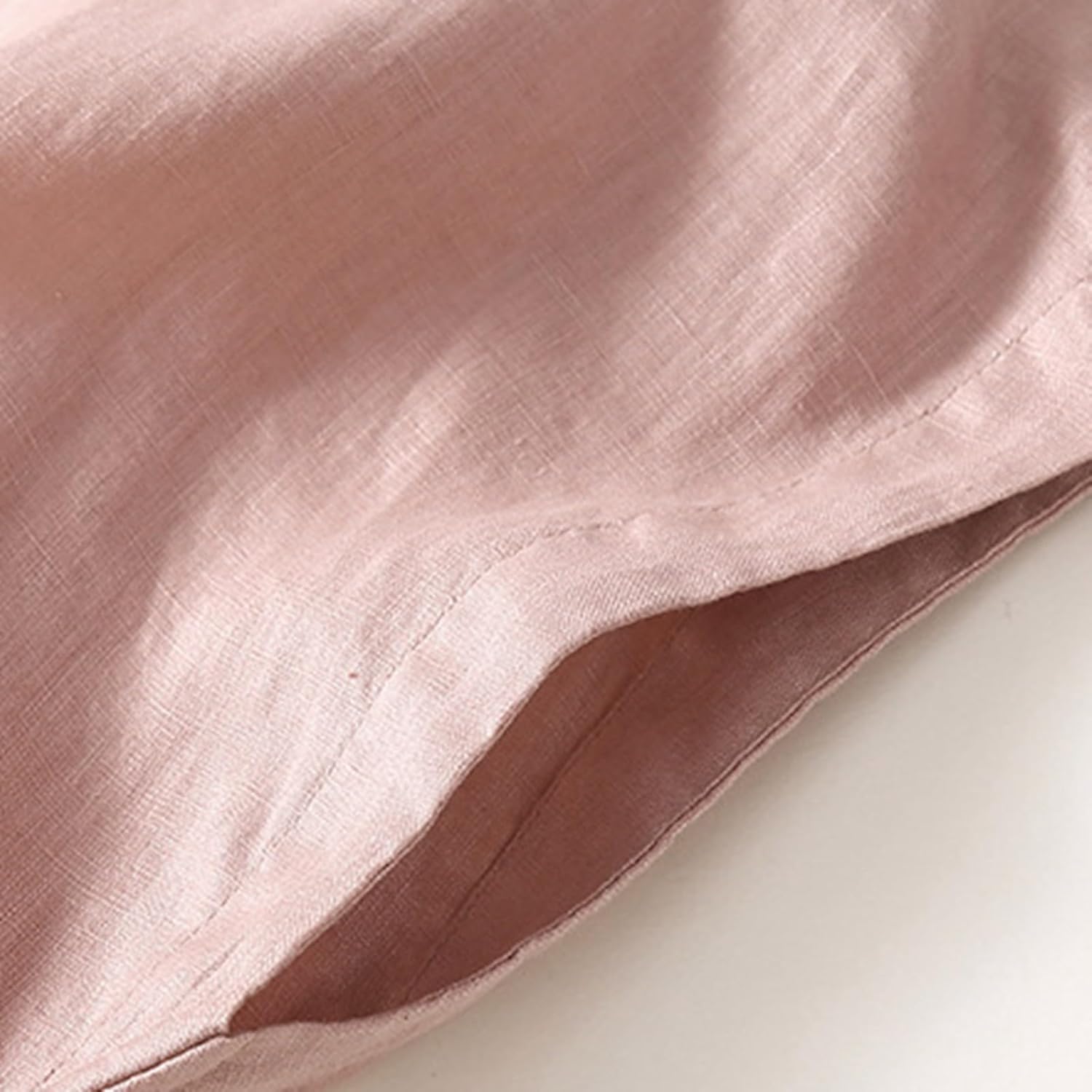 [yaeru] 低身長 ワンピース 50代 ワンピース レディース 夏 着痩せ 丸首 半袖 無地 シャツワンピース コットン リネン ミドル丈 ロング ワンピース リボン 体型カバー tシャツワンピース 大きいサイズ クルーネック デイリーに大活躍 雑誌風 お出掛け(001-ピンク,M)