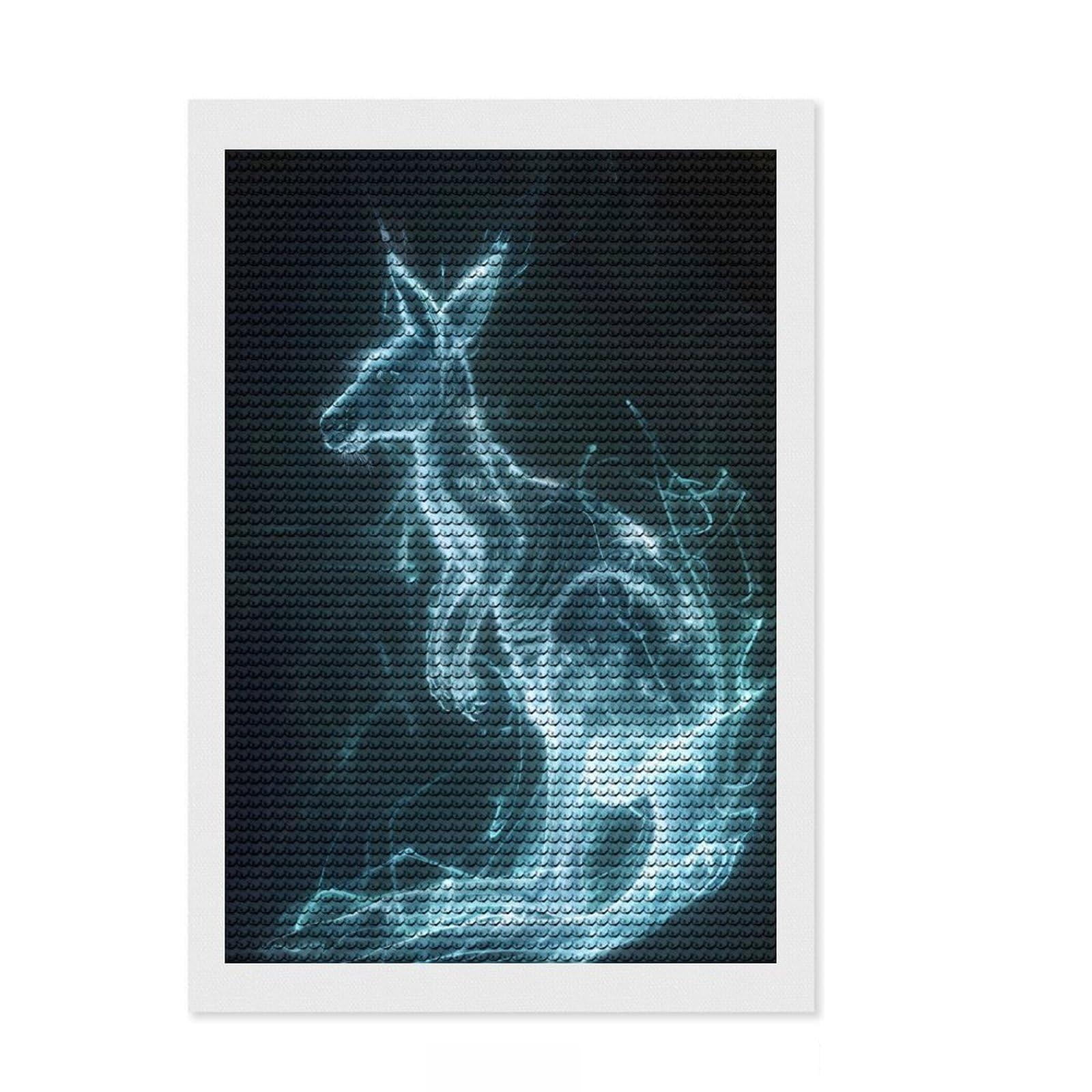 Junmoney Luminous Kangaroo Hop Round Drill Diamond Painting 8"x12", Relaxing DIY Hobby, Sparkling Round Gems, Modern Decor, for Adults