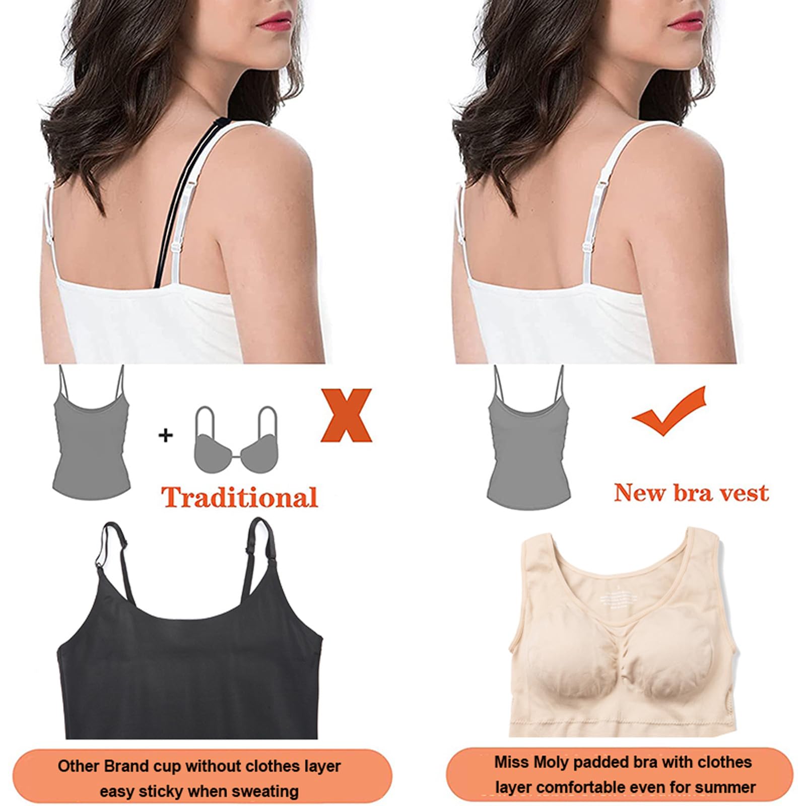 Canotte Canotta con Reggiseno Imbottito Incorporato, Canottiera Senza Maniche Shapewear da Donna Comfort Tummy Firm Control Shaper