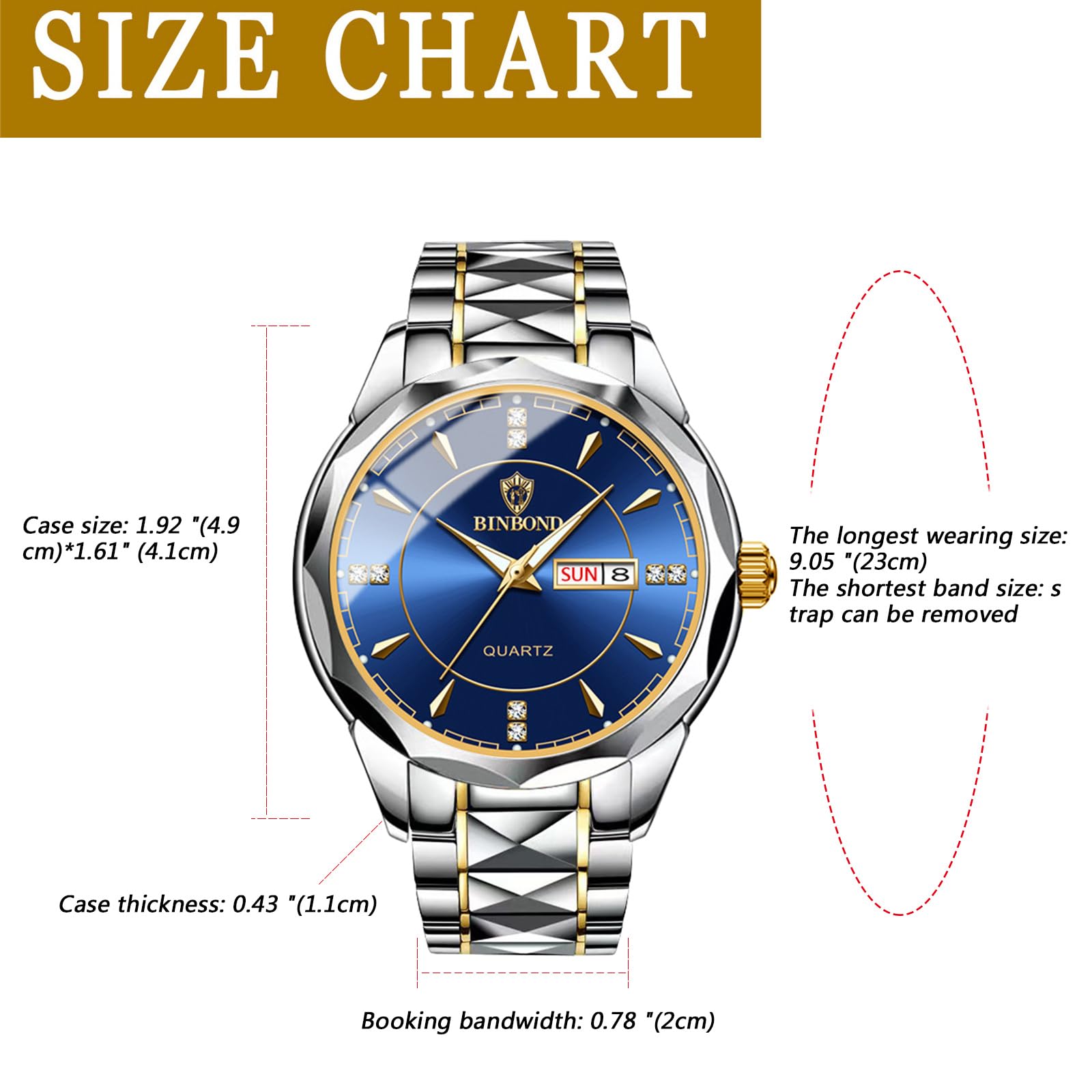 JewelryWe Paar Uhr Analog Quarz Kalender 30M Wasserdicht Partner Armbanduhr Edelstahl Armband Herren Damen Uhren mit Strass Zifferblatt