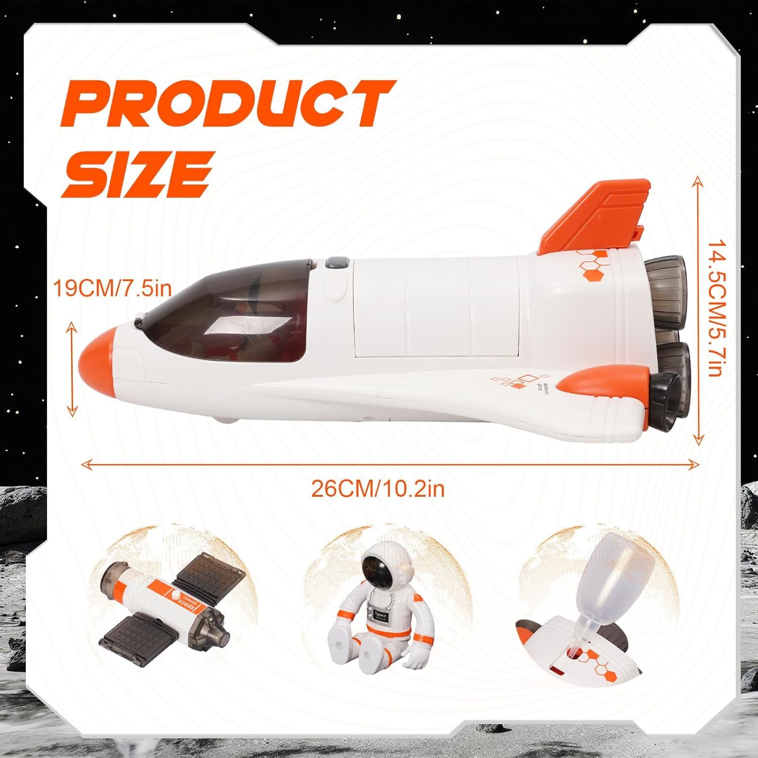 Giocattolo Razzo Spaziale,Astronave Spaziale,Set Giocattolo Sistema Solare con Razzo Spaziale con Spruzzatore,Luci E Musica Per Bambini,Scienza,Istruzione