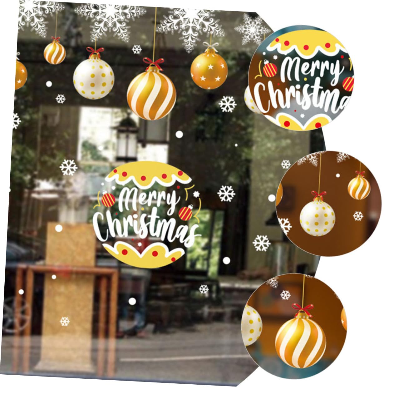 4 Feuilles Autocollants statiques de Noël autocollant de porte de noël autocollant de christmas decorations décorations noel décor d'or stickers muraux compacts PVC Cabilock