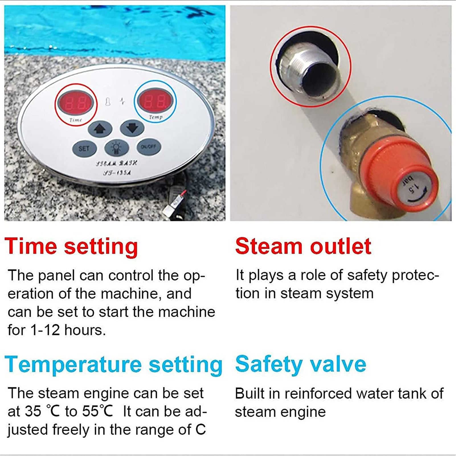 Generatore di Vapore per Doccia - Controller Digitale, accumulo Automatico di Calore e Installazione Semplice - Goditi l'esperienza del Bagno in Sauna a 35-55 â„ƒ!