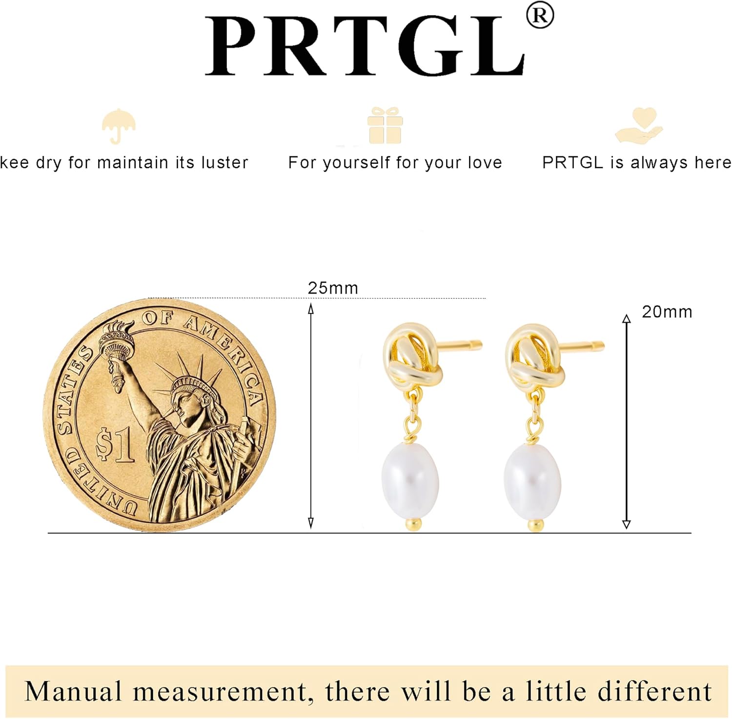 Pearl Earrings: 14k Gold-plated Dainty Pearl Drop Dangle Huggie Hoop Earrings for Women - Image 6