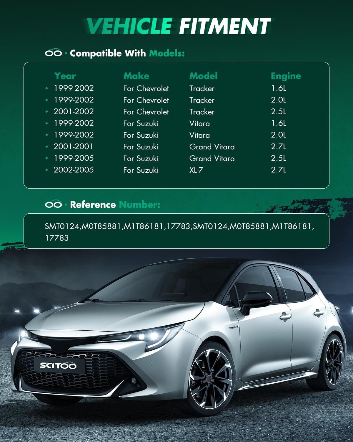 SCITOO Motor Starter for SMT0124 Starters Fit for Chevrolet for Tracker 1999-2002, for Suzuki for Grand Vitara 1999-2005, for Suzuki for Vitara 1999-2002, for Suzuki for XL-7 2002-2005