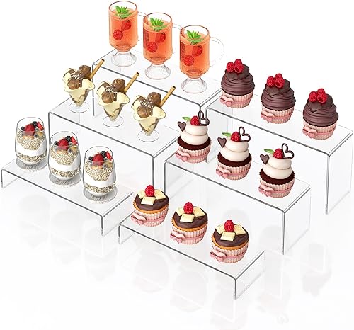 Miniatura 24 de 3 elevadores acrílicos rectangulares para exhibición, adecuados para postres de alimentos, perfumes, cosméticos, joyas, coleccionables, marionetas