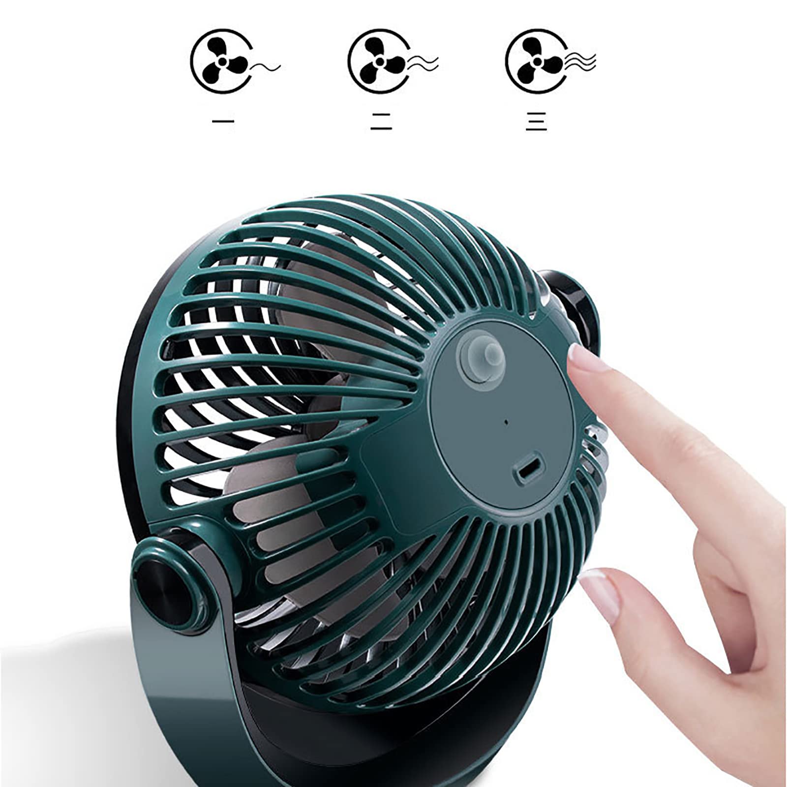 Ventilatore Da Tavolo USB - 3 Velocità, Rotazione 360°, Con Batteria Per Ufficio, Casa E Viaggi - Foto 4
