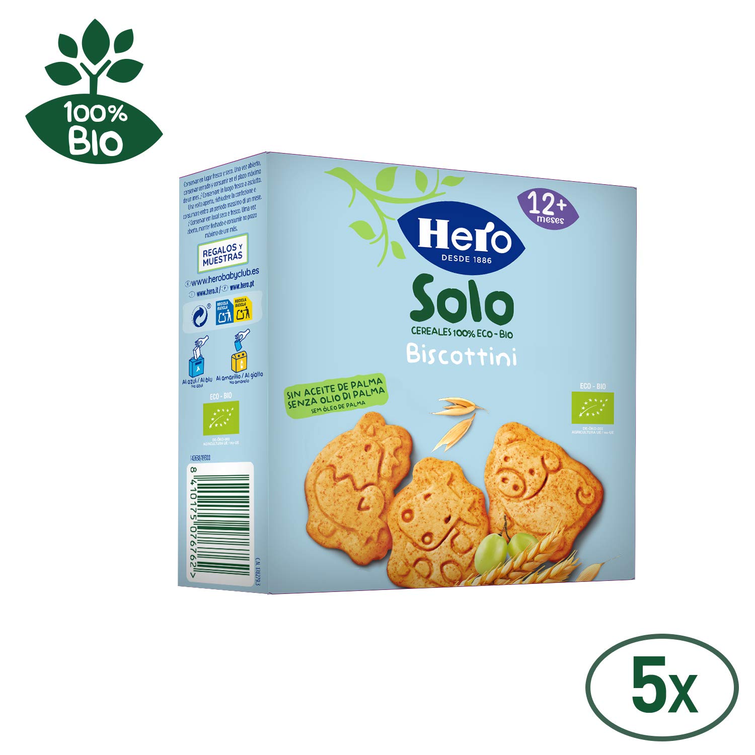 Hero Solo Galletas de Animales Infantiles Ecológicas Pack 5x100 g