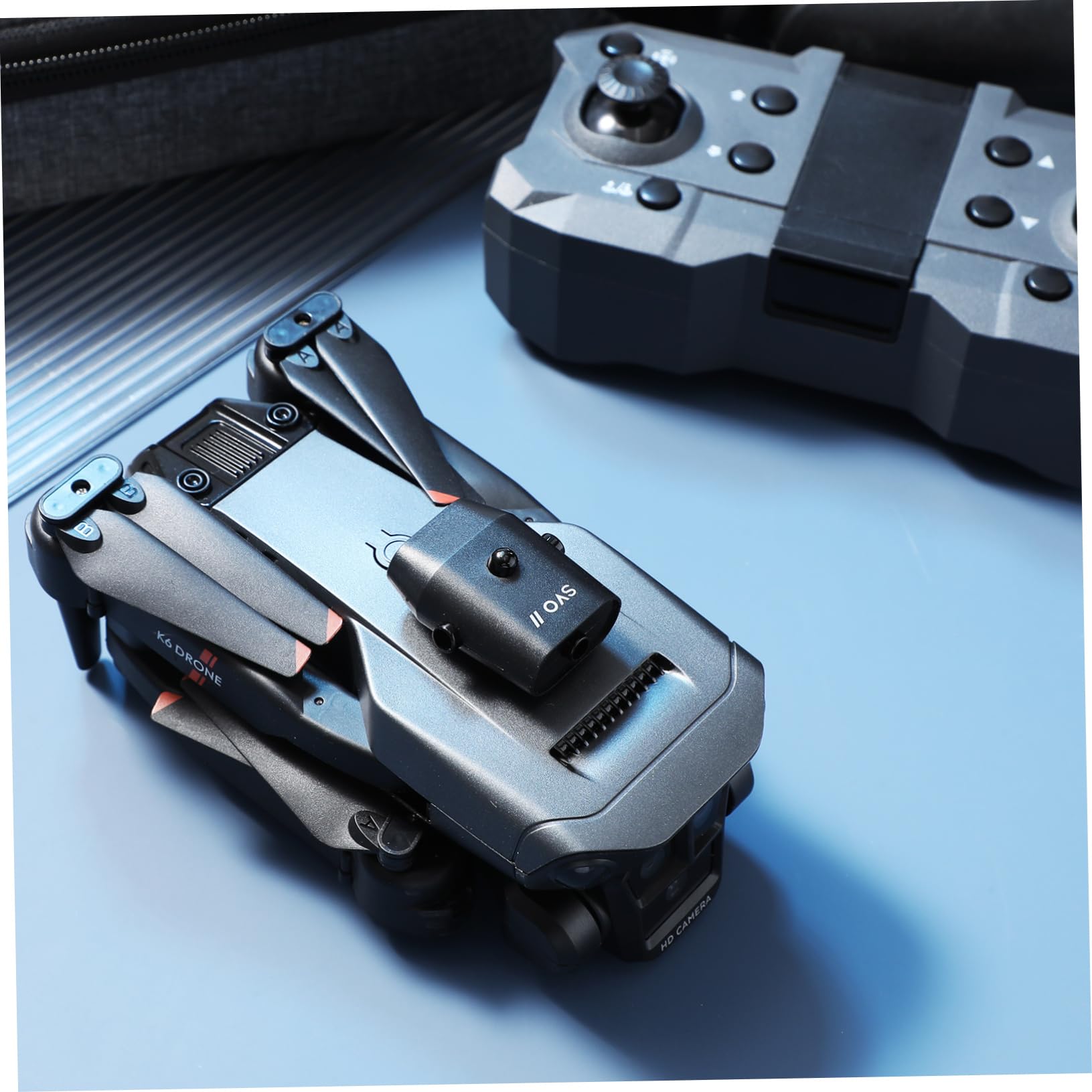 Drone Pieghevole Max con Tripla Fotocamera, Nero Abs | Obiettivo Elettrico 150°, Capacità 1800mah 3,7v, Doppie Batterie per Uso Adulto
