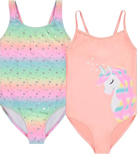 Paquete de 2 trajes de baño para niñas y niñas, traje de baño de playa estampado para niños