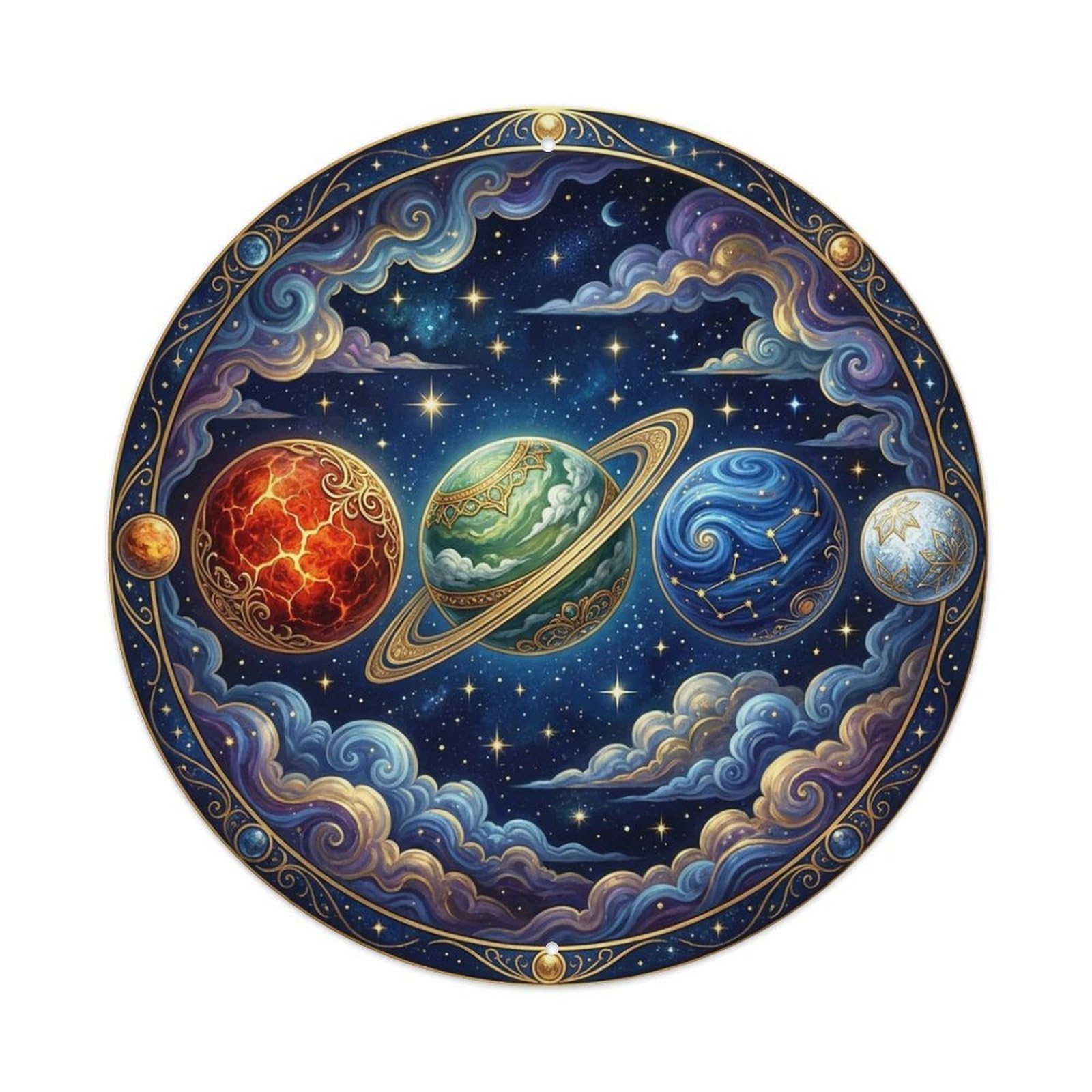 Multiple Planets Celestial Alignment Astronomy Metal Tin Sign