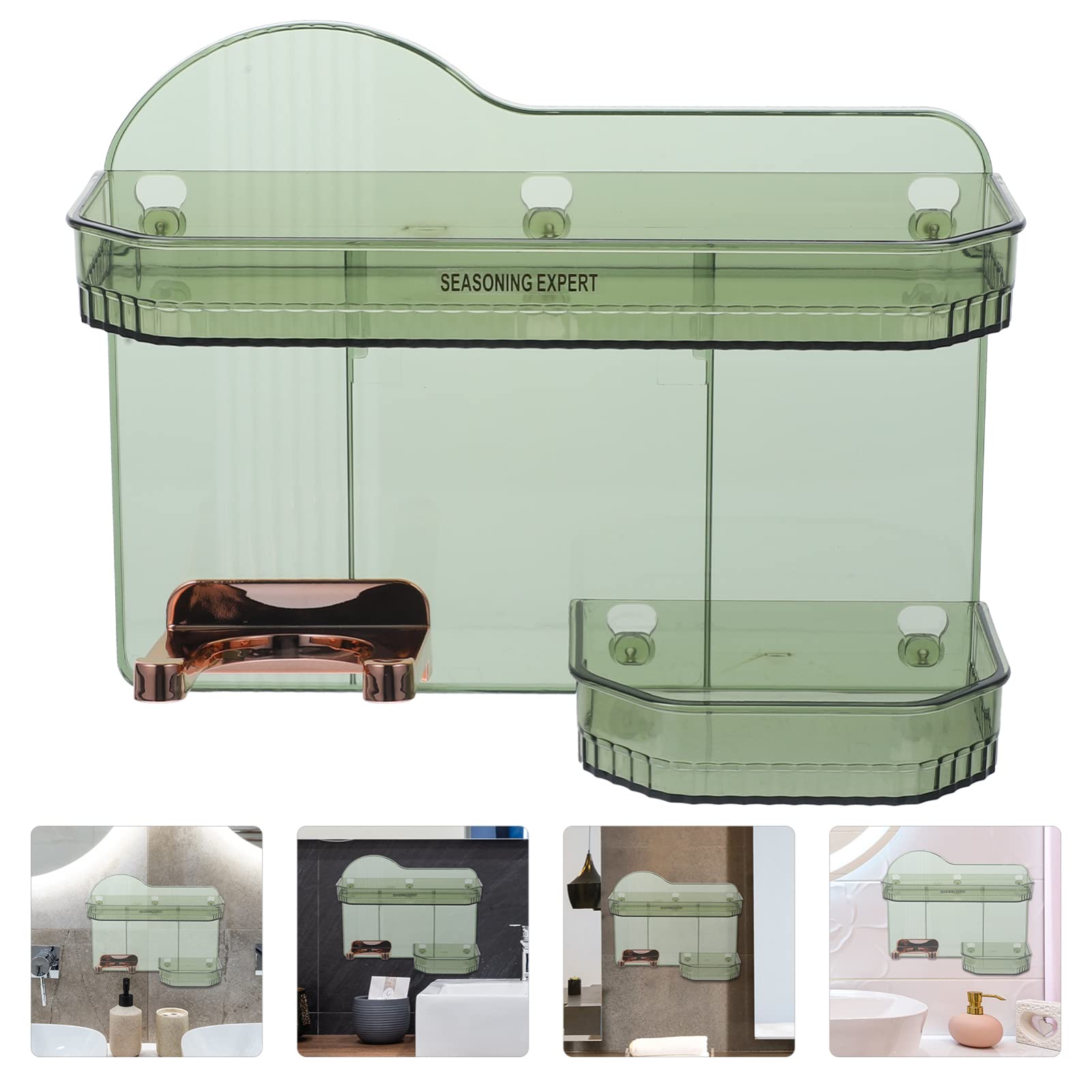 Estante Autoadhesivo Sin Perforación con Gancho para Secador De Pelo Organizador Decorativo De Jabón y Accesorios Diseño Elegante y