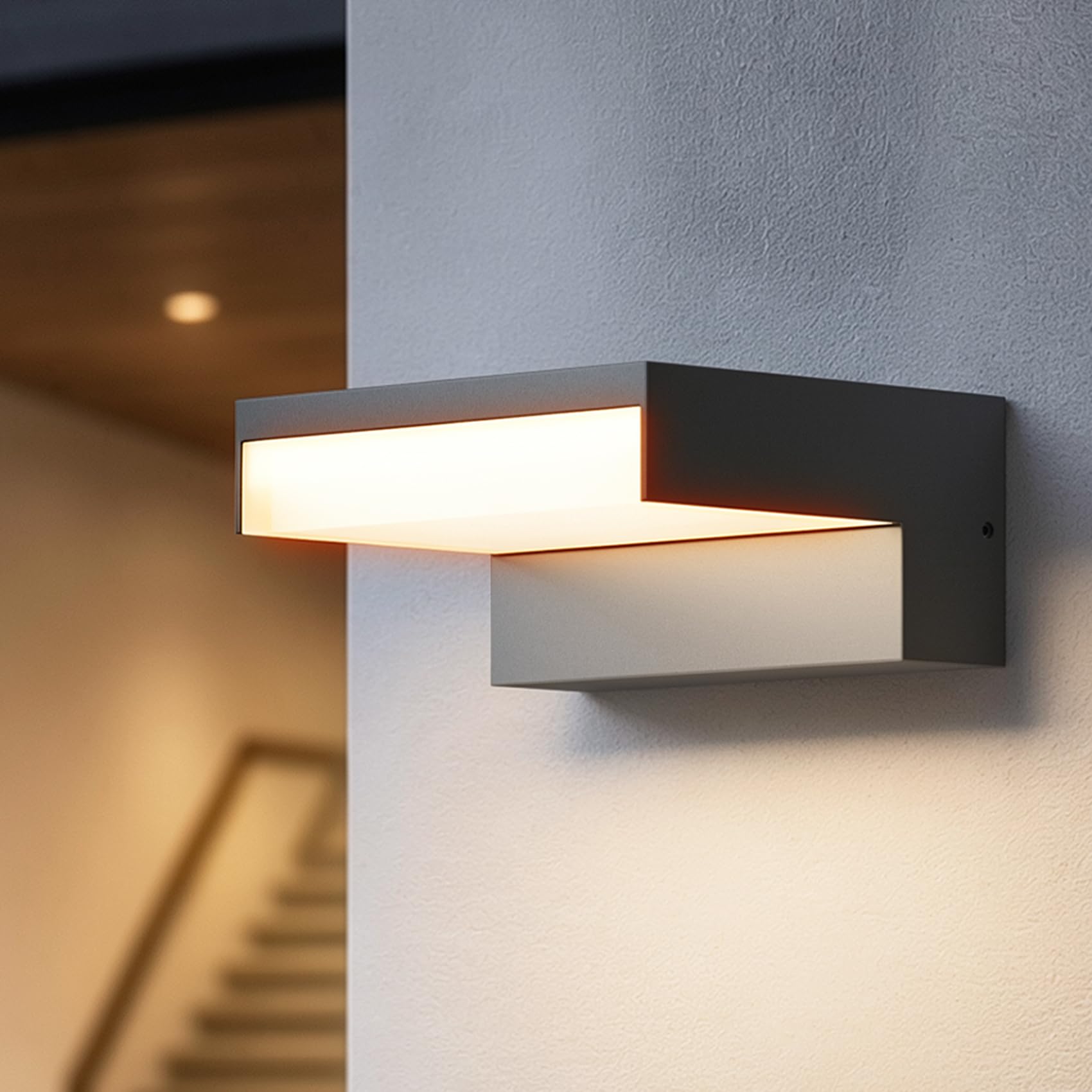 Klighten 24W Außenwandleuchte LED Innen Außen Wandleuchte,Warmweiß 2700K Wandlampe,Außenlampe für Garten,Terrasse und Eingang,IP65 Aussenleuchte,PC + Aluminium,Anthrazit