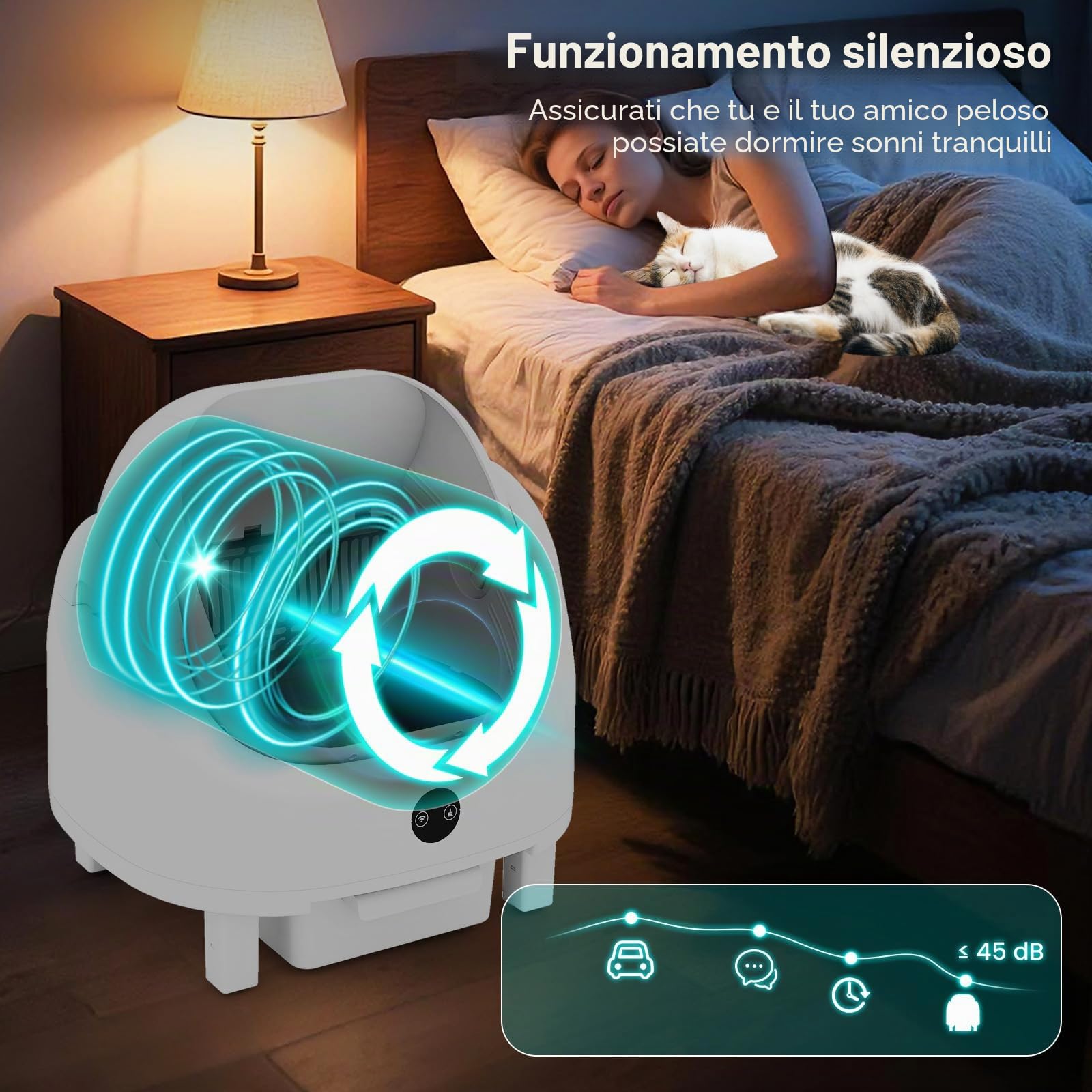 FANTASK Lettiera automatica per gatti con controllo app, controllo degli odori e sicurezza del sensore, incluso sacchetto della spazzatura e scatola per aromaterapia, per più gatti
