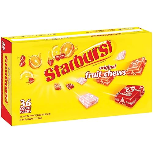 Starburst Caramelo masticable de frutas original, 2.07 onzas, 36 por paquete, 10 paquetes por caja.