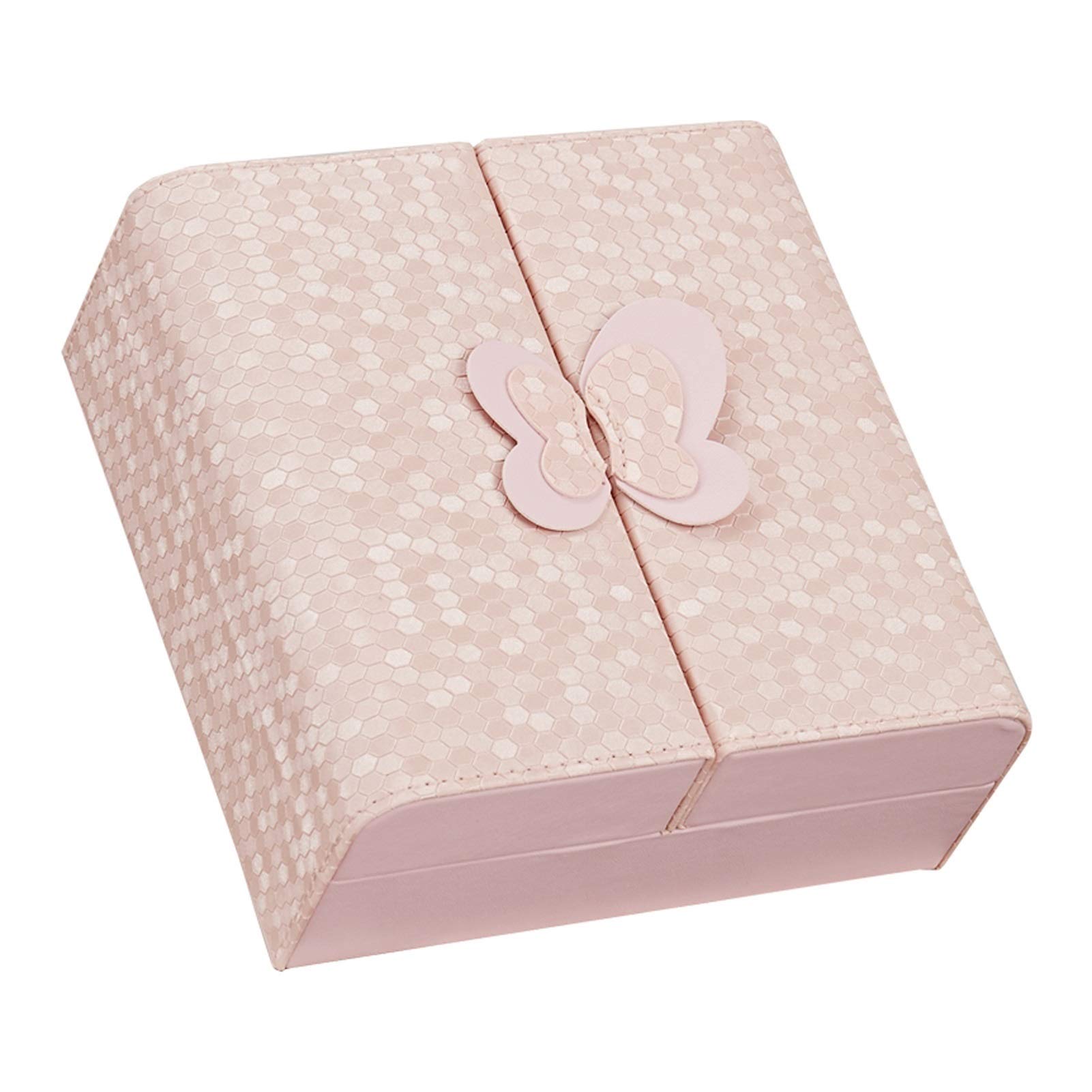 HDBCYUAZ Small Jewelry Box Travel Portable Case Synthetic PU Leather Organizer Mini Storage for Women and Girls(Pink)