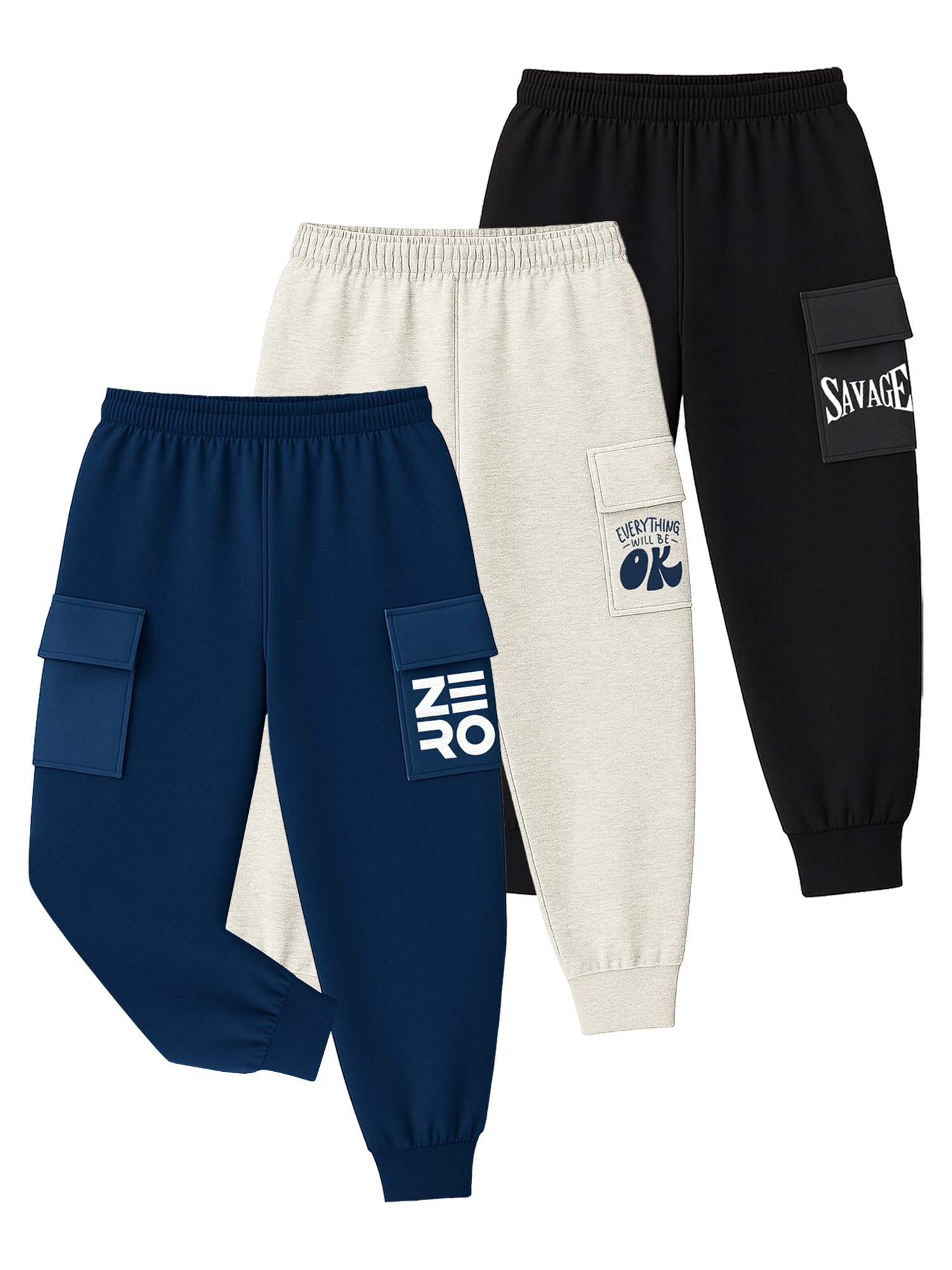 Kuchipoo Boys Cargo Joggers - Pack of 3-picture-20