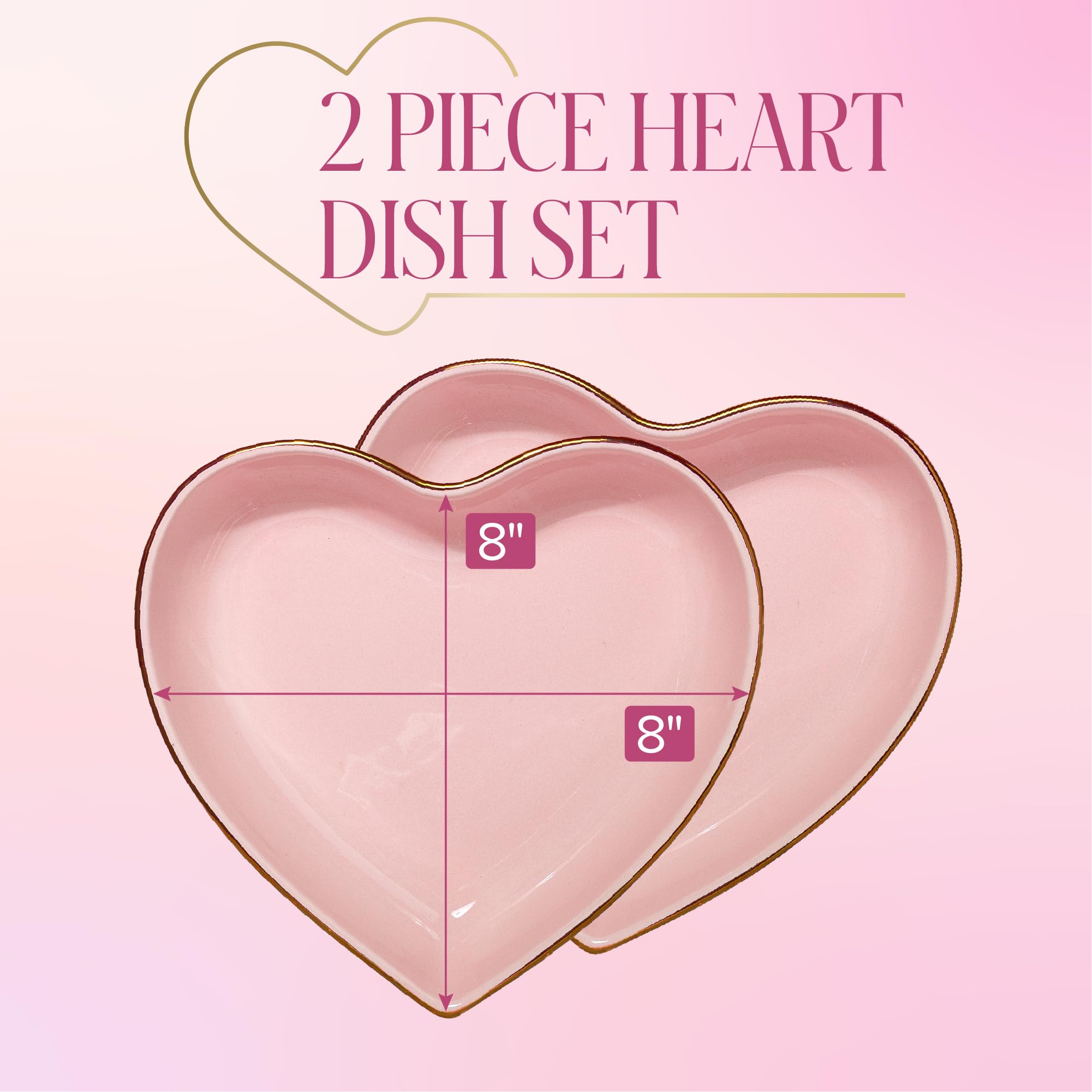 PH - Juego de 2 platos de corazón de 8 pulgadas