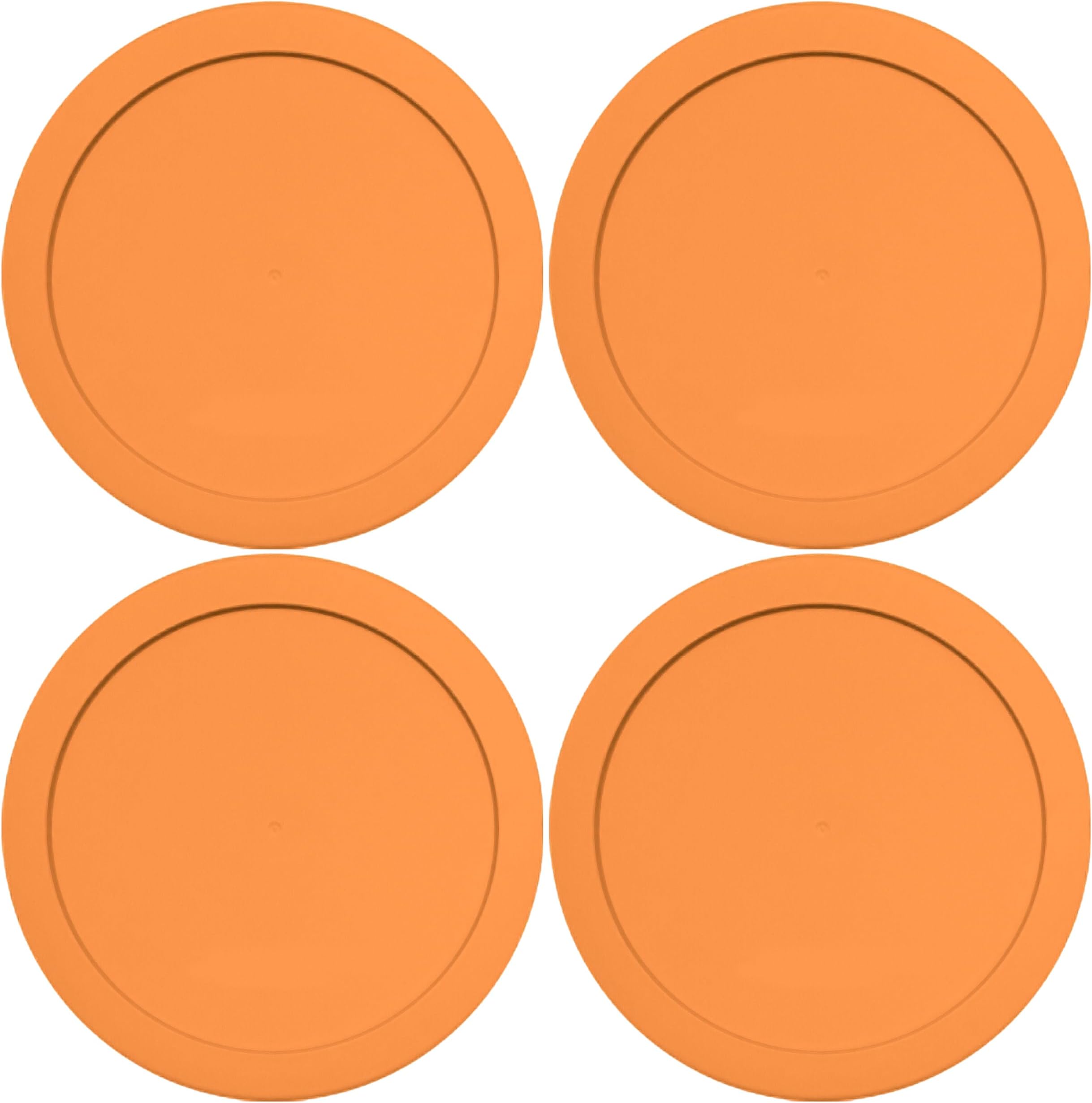 Lids for Pyrex and Anchor Round Glass Containers (4-Cups, Orange-4PK)