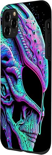 Miniatura 26 de iPhone 13 Pro Trippy Vaporwave Alien Head Skull Dripping Paint UFO Art Case