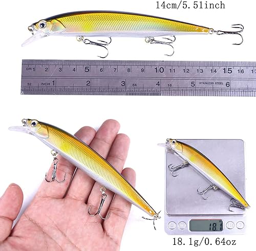 Miniatura 3 de Jerk Baits para pesca de lubina, señuelos de pesca Jerkbait, señuelos de pececillo Jerk Bait para pesca de agua dulce/agua salada, señuelos de pesca