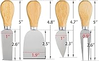 Vista 2 de Juego de 4 cuchillos de queso, cuchillo de queso, tenedor de queso, rebanador de queso, cuchillo de mantequilla, mini cuchillos de queso de acero