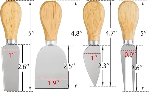 Miniatura 2 de Juego de 8-2 cuchillos de queso, 2 tenedores de queso, 2 rebanadores de queso, 2 cuchillos de mantequilla, mini cuchillos de queso de acero
