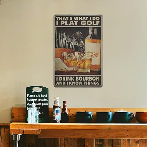 Miniatura 8 de GOPUTRYEN Cartel retro con texto en inglés That's What I Do I Play Golf I Drink Bourbon, póster retro de bourbon y golf, para el hogar, bar, cocina,
