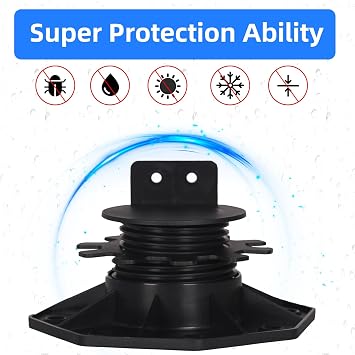 24Pack Decking Pedestal Adjustable, Decking Feet Decking Riser Bearing Support Height Adjustable, Plastic Floor Lift Base Supports for Wood, WPC, Aluminium and DIY Projects (30-60mm)
