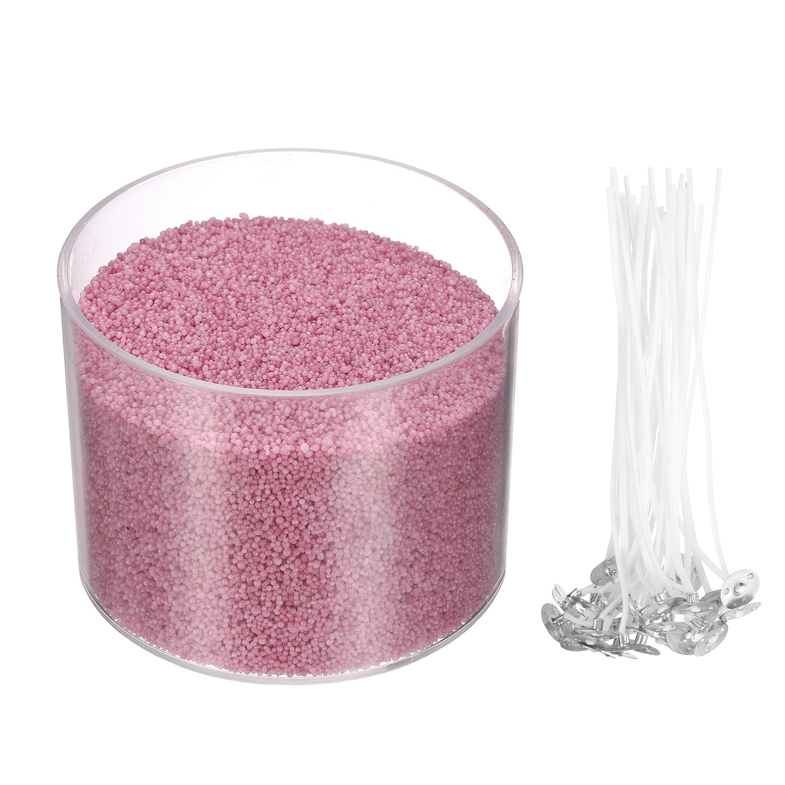sourcing map Pearled Sand Candles with 50 Pcs Wicks 21Oz / 600g Candle Beads Refillable Powder Sand Wax Making Kit for Thanksgiving Christmas Wedding Party DIY Home Crafts, Cherry Color