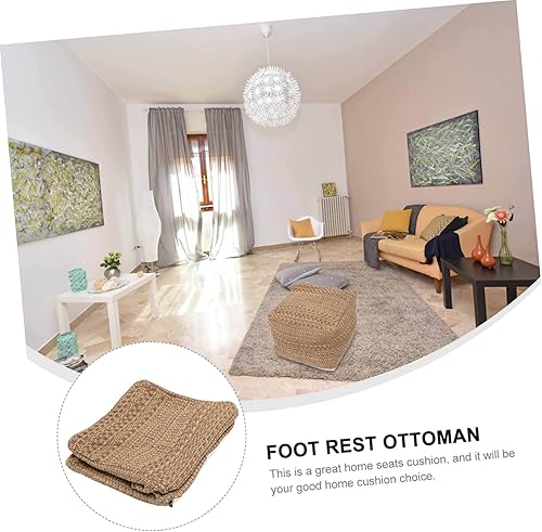 Miniatura 9 de CAXUSD Taburete bohemio para sofá, cojín otomano tapizado, para exteriores, cojín de suelo de tatami, funda de puf otomano, otomano, cuadrado, cojín