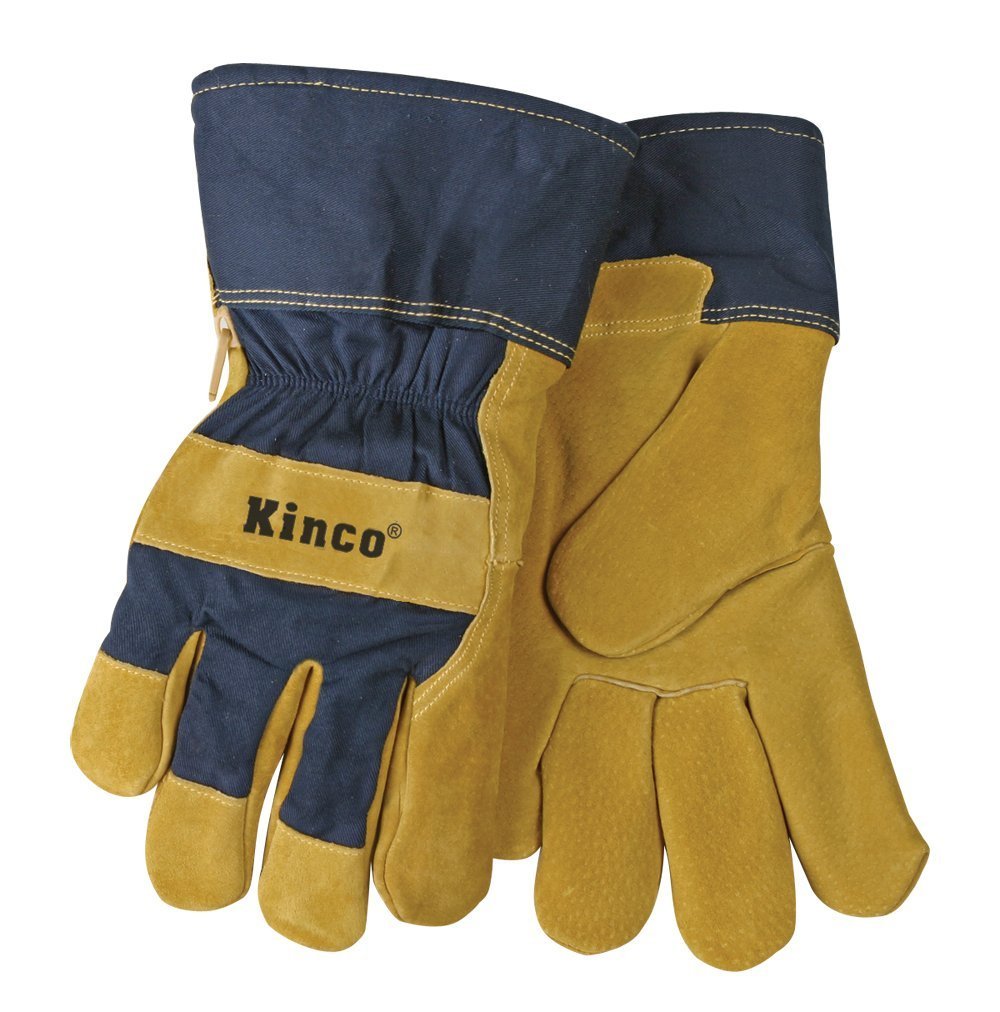 Kinco 1926-M Men's Lined Suede Pigskin Gloves, Heat Keep Lining, Medium, Golden