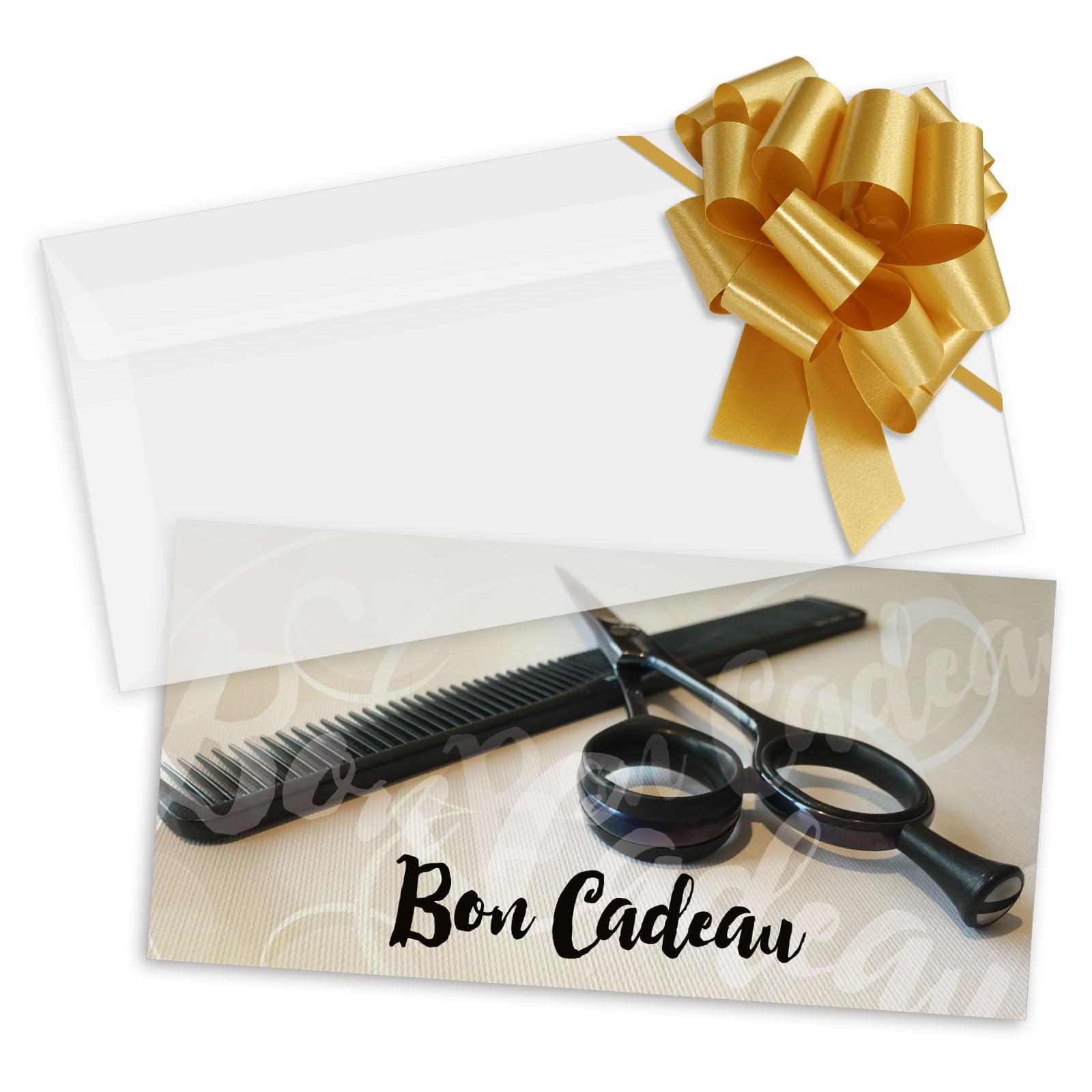 POS BON. 100 formulaires pour créer vos propres bons cadeaux + enveloppe + nœuds ruban, pour des salons de coiffure. K9288F2-100-V2