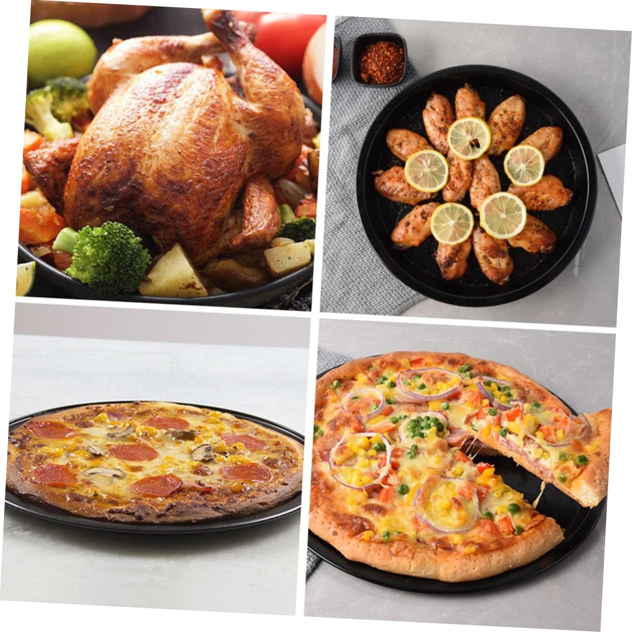 2Pcs Non Stick Round Pizza Pan Carbon Steel Baking Dish for Oven Lightweight Pizza Tray for Pizza Breads Cakes and Cookies Multipurpose Kitchen Essential