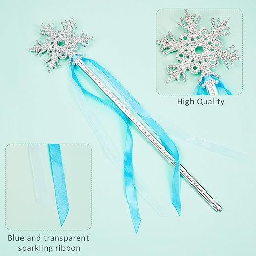 Miniatura 3 de Gejoy Varita de copo de nieve congelada, 12 piezas, diseño de copos de nieve, varita mágica con temática de copo de nieve, varita de princesa