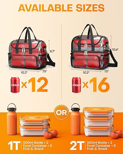 Miniatura 4 de HOTOR Lonchera para mujer  Lonchera aislada con bolsillos adicionales, amplia bolsa de almuerzo con asas y correas acolchadas, bolsa enfriadora