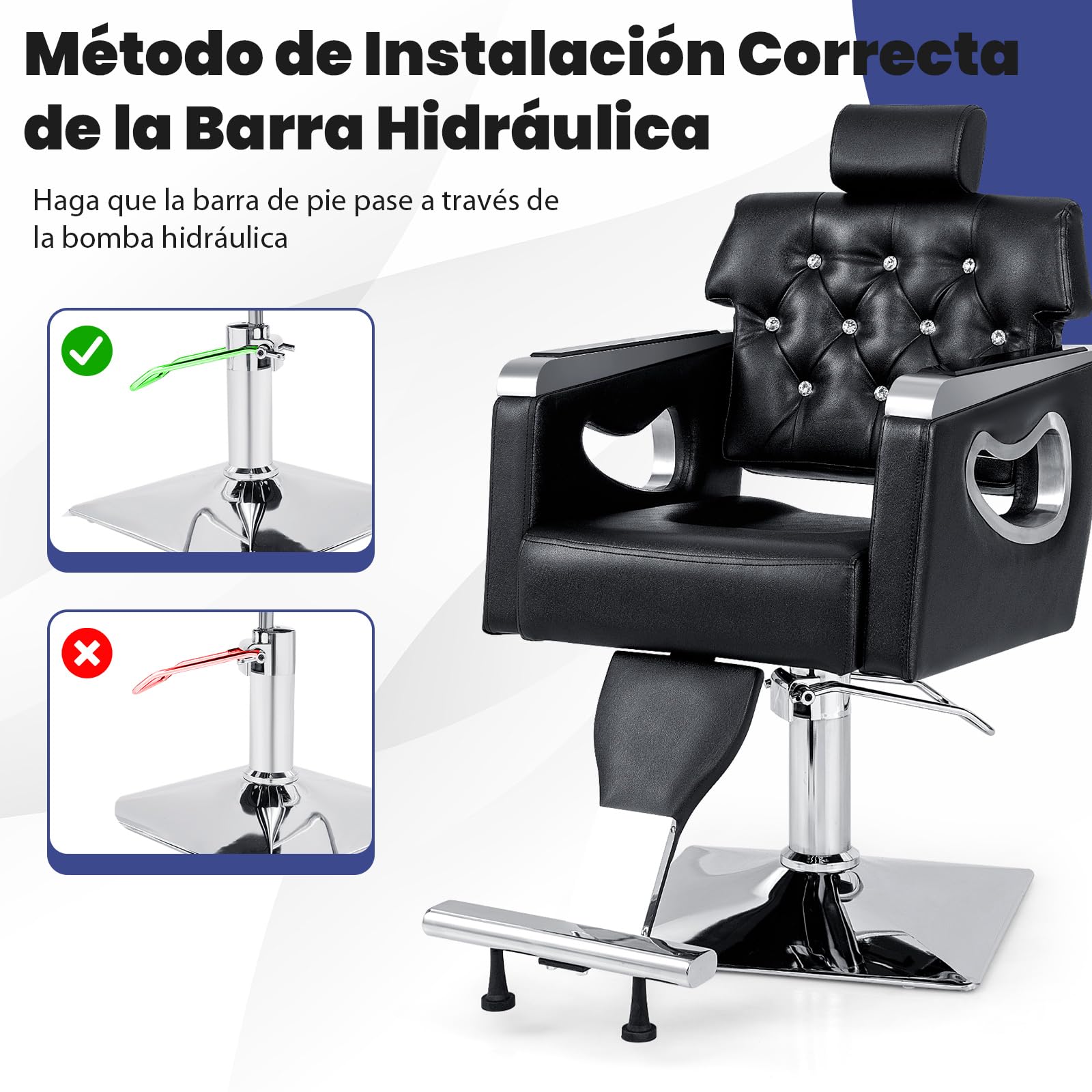 RELAX4LIFE Silla Peluquería Giratoria 360° con Respaldo Inclinable y Reposacabezas Ajustable en 6 Niveles, Sillón Barbero Hidráulico para Salón de SPA y Belleza, Barbería, Carga 150 kg