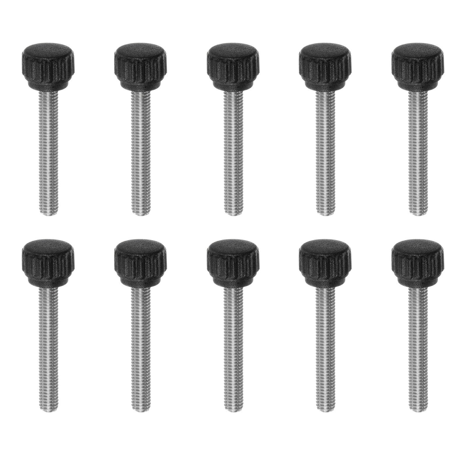 QUARKZMAN 10 sztuk radełkowanych guzików napinających śruby na kciuk M5 x 35 mm metryczny gwint zewnętrzny 13 mm matowa głowica z tworzywa sztucznego 304 stal szlachetna Stud gwintowany przycisk