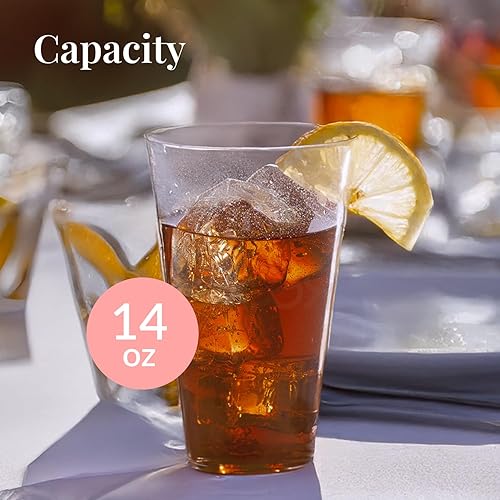 Miniatura 3 de Prestee Paquete de 100 vasos de plástico transparente de 14 onzas  Copas de vino de plástico versátiles desechables para cócteles, agua, cerveza,