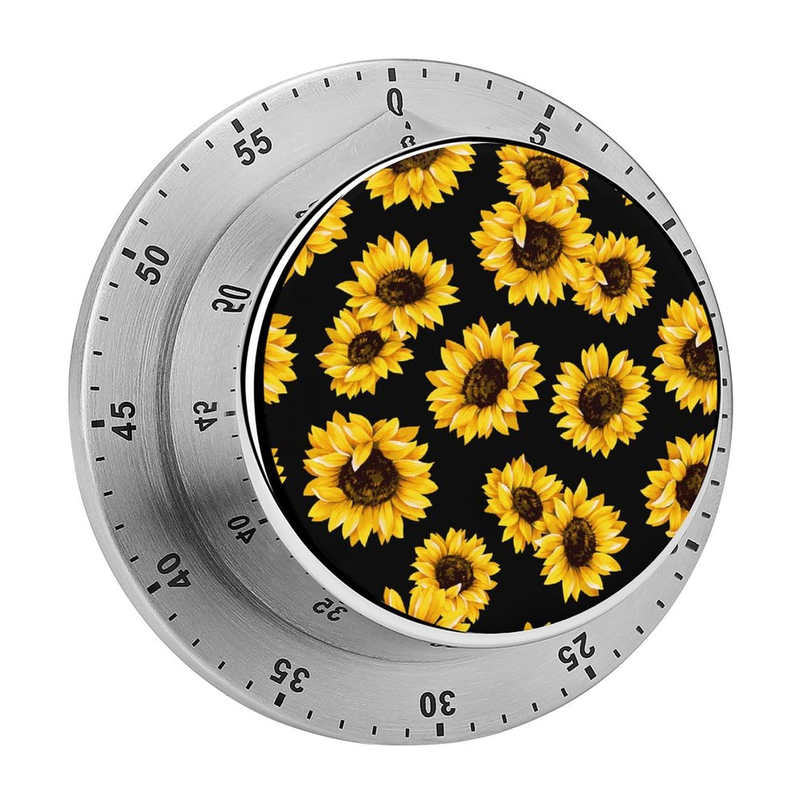 Yellow Sunflowers Circular Rotating Timer, Suitable for Kitchen and Bedroom
