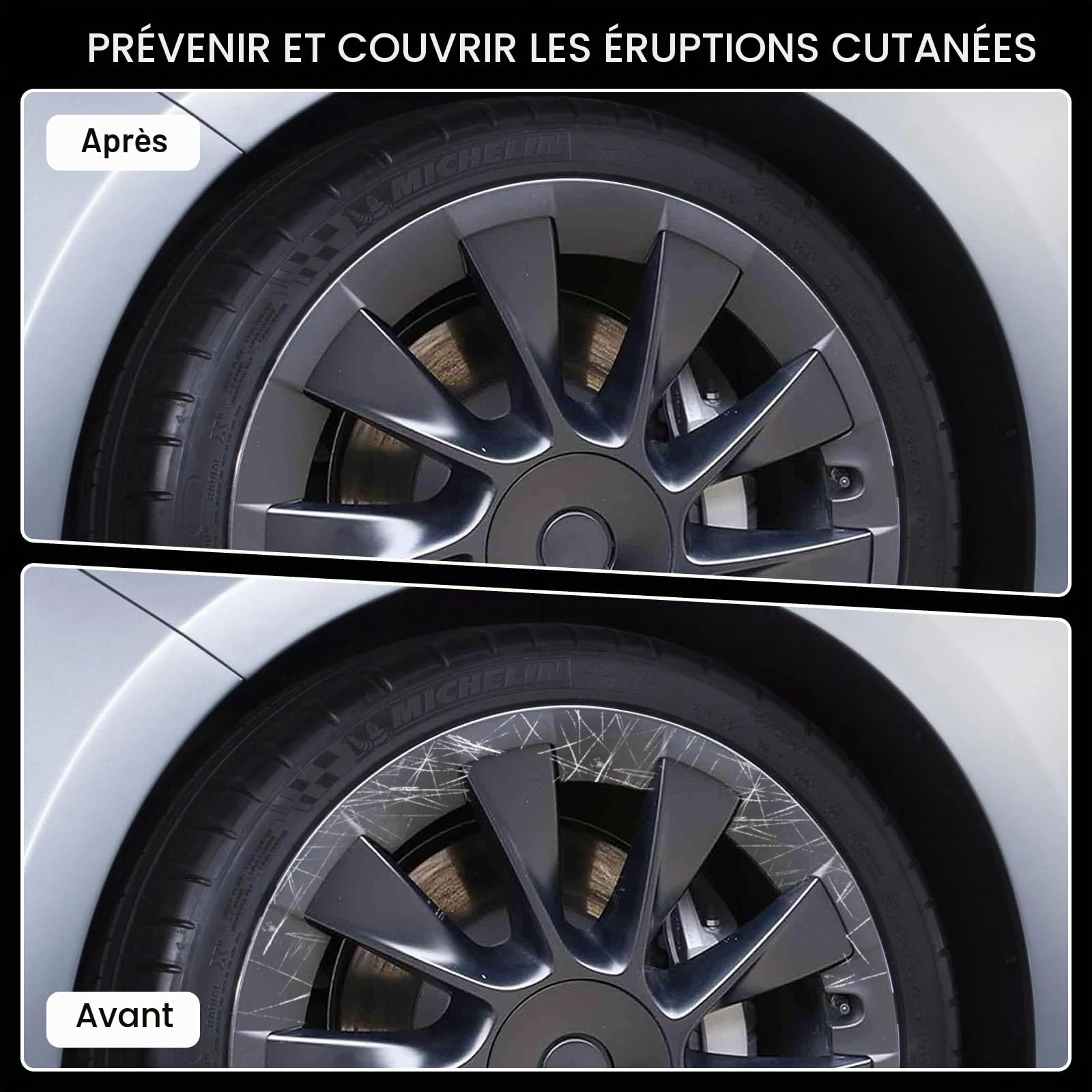 Protecteur de Jante de Roue de 20 Pouces pour Modèle Y, Enjoliveurs de Rechange pour Enjoliveurs de Roue pour Modèle Y 2019‑2024, Couvercle de Protection de Moyeu, Noir Mat Paquet de 4 (Model Y)