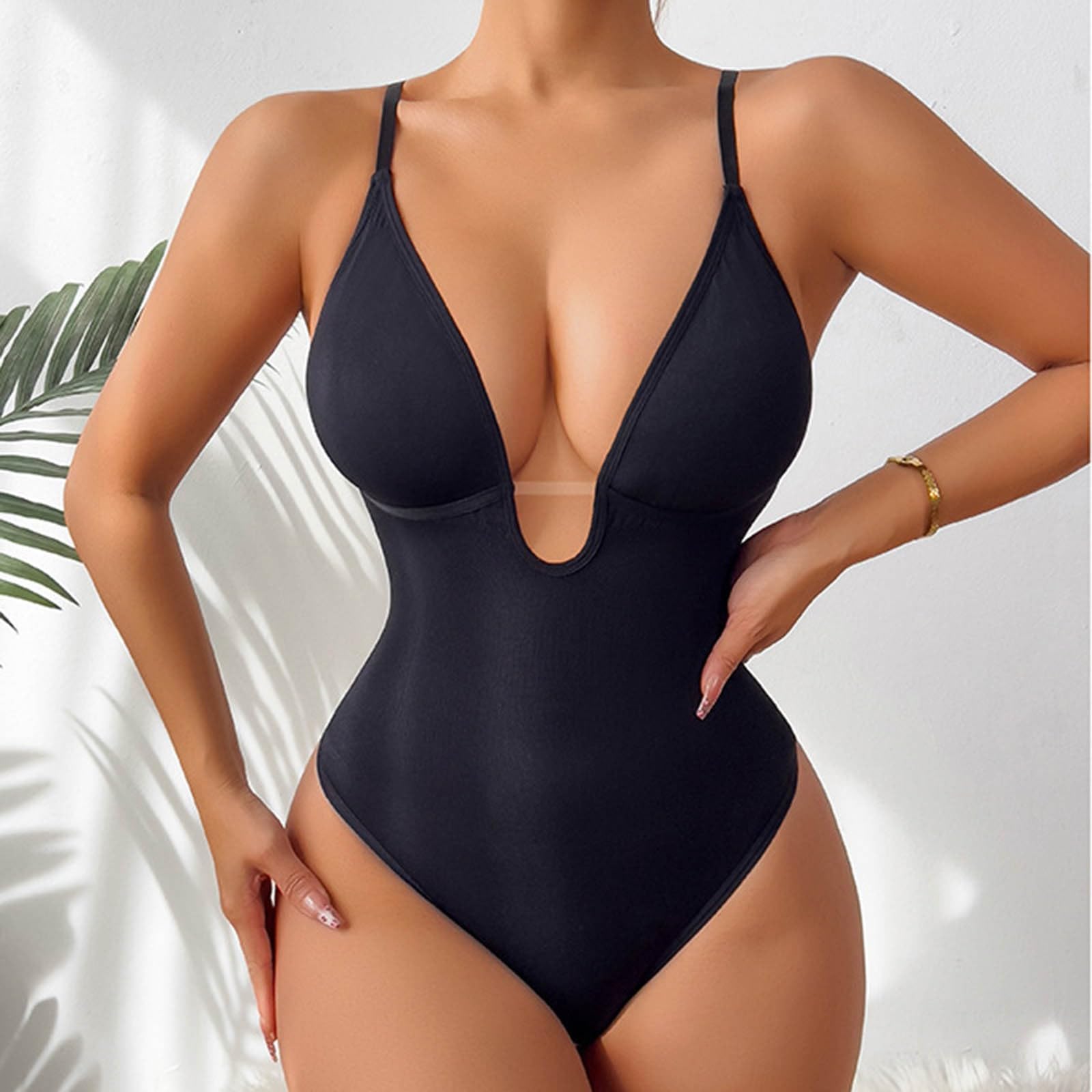 Genérico Faja Moldeadora para Mujer Body con Escote en V Corporal sin realza Figura cómoda elástica Adelgazante Ideal Uso Diario