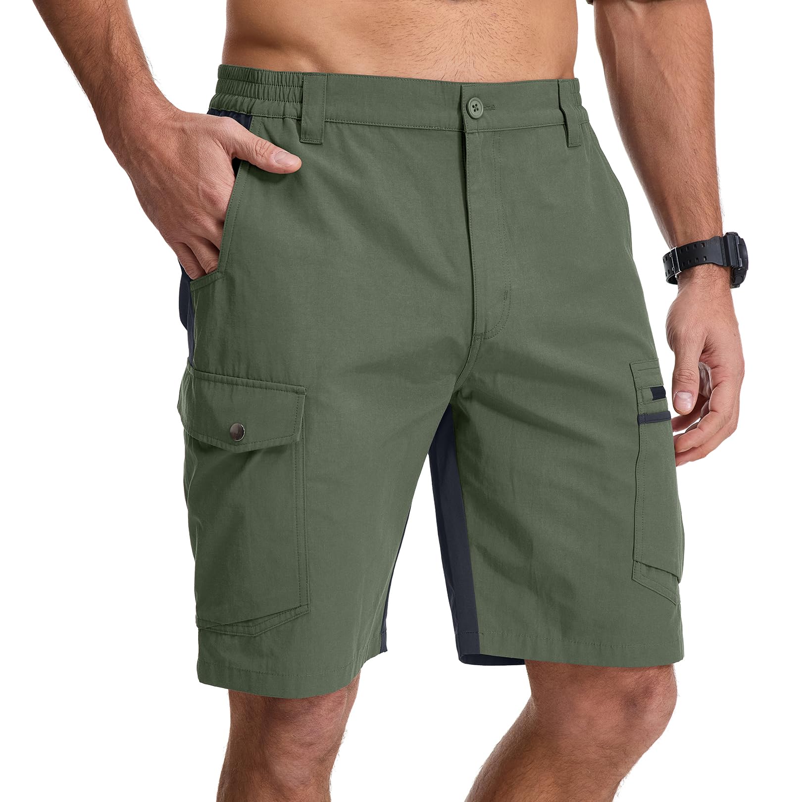 yeyity Pantaloni corti da trekking da uomo, ad asciugatura rapida, per attività all'aria aperta, traspiranti, da trekking, con tasche