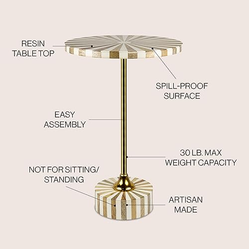 Miniatura 4 de JONATHAN Y END1004A Calix - Mesa auxiliar redonda contemporánea minimalista de metalresina de 23.5 pulgadas, mesa de bebidas marrón claroblanco para